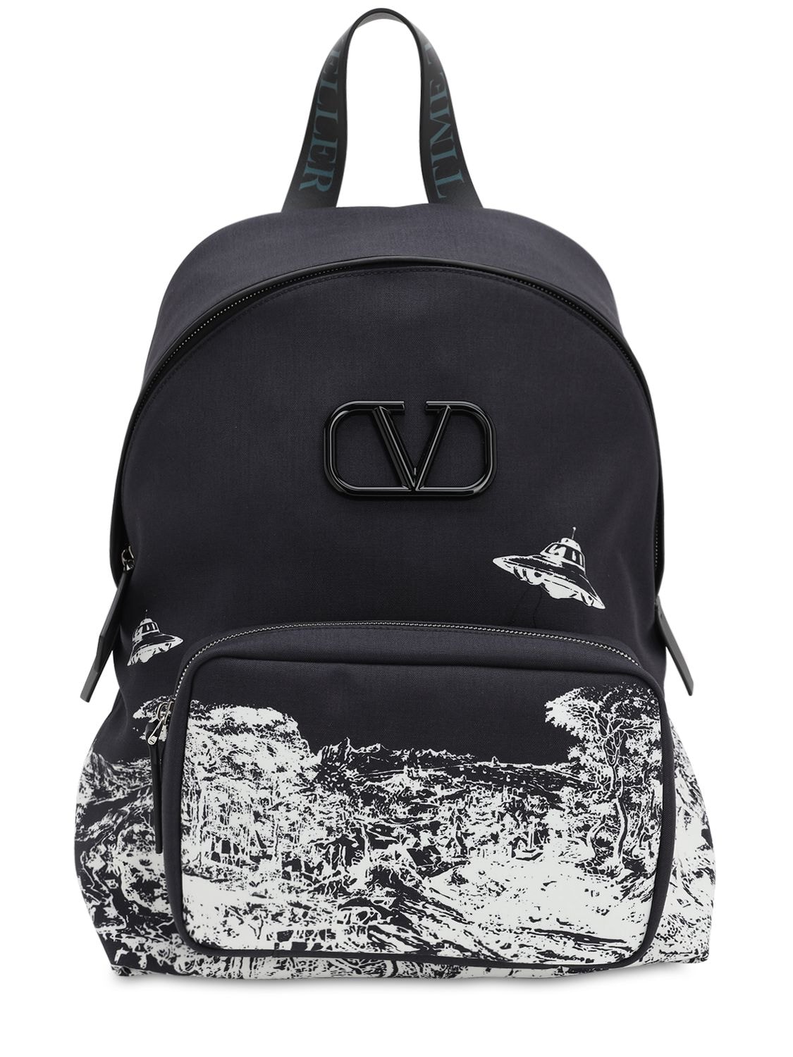 Valentino Garavani Vu Time Traveler Nylon Backpack In Black,white