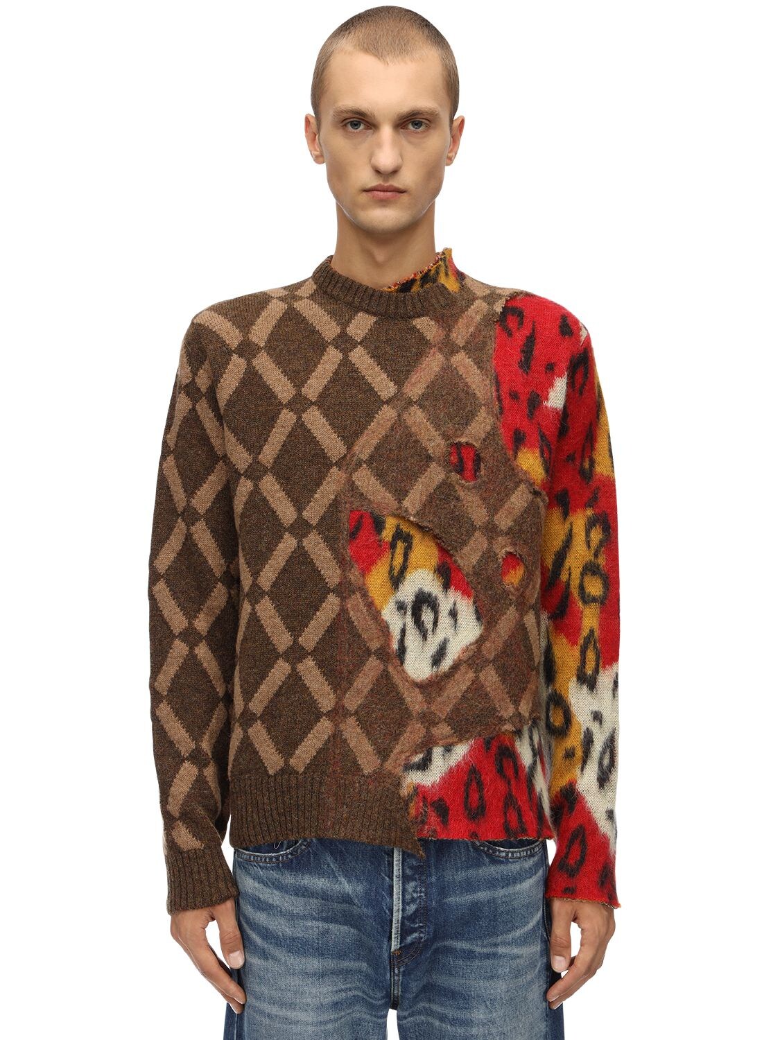 Marni Wool Blend Knit Sweater In Black,red