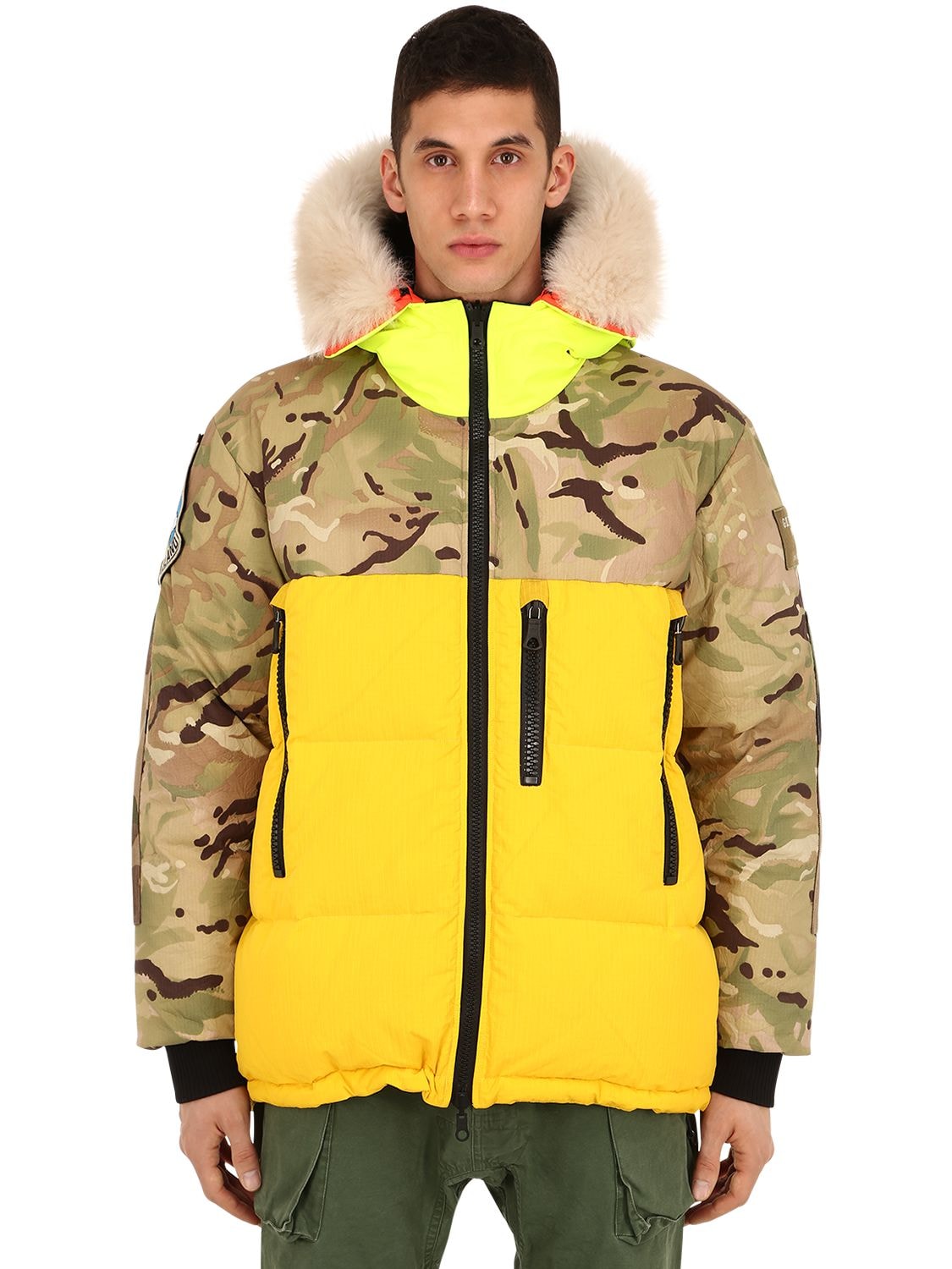 Griffin Reversible Atlantic Parka In Yellow,camo