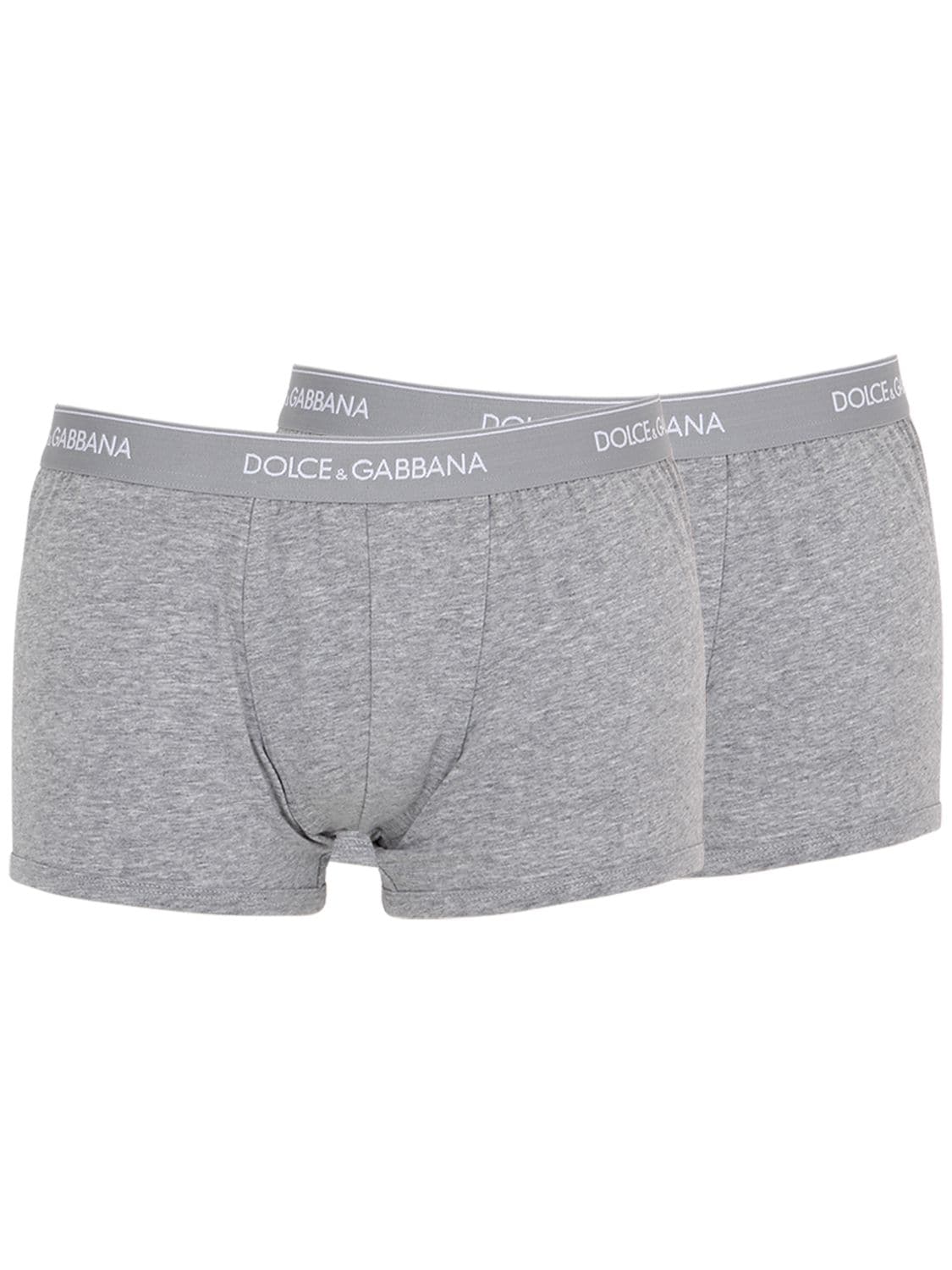 Dolce & Gabbana Pack Of 2 Logo Cotton Boxer Briefs In Dark Grey
