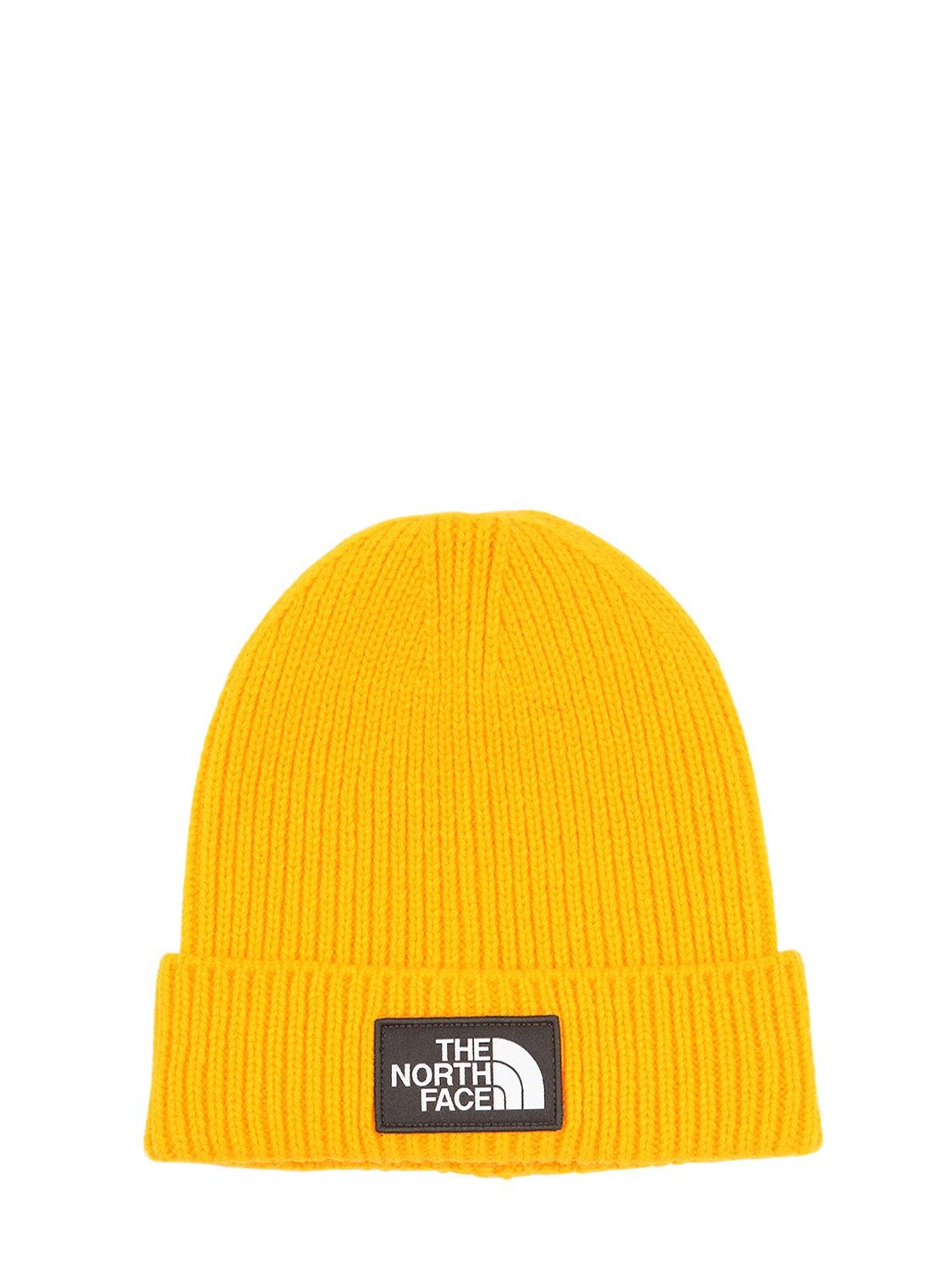The North Face Logo Box Cuffed Acrylic Blend Beanie In Yellow