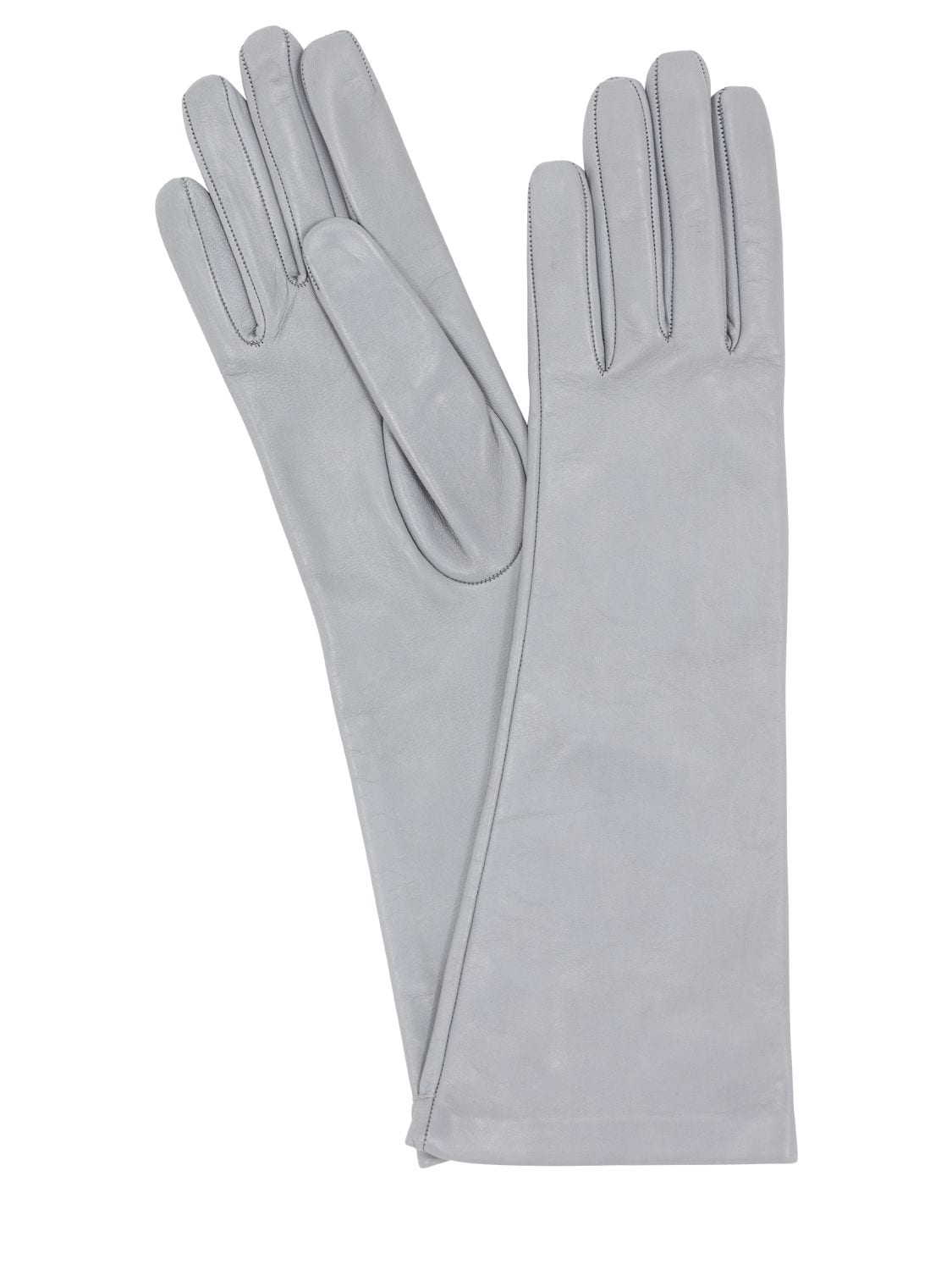 Mario Portolano Long Leather Gloves In Grey