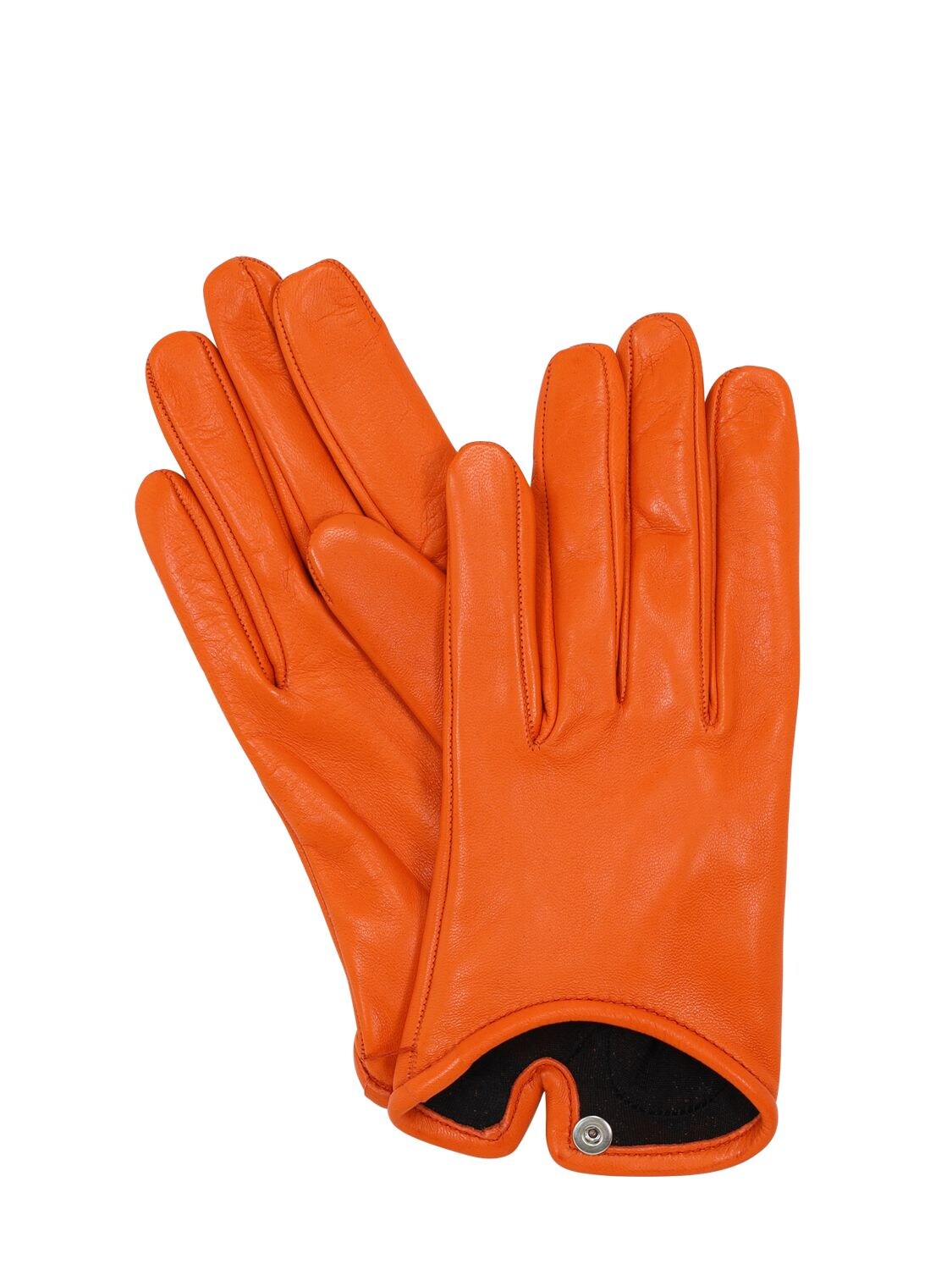 Mario Portolano Leather Gloves In Orange