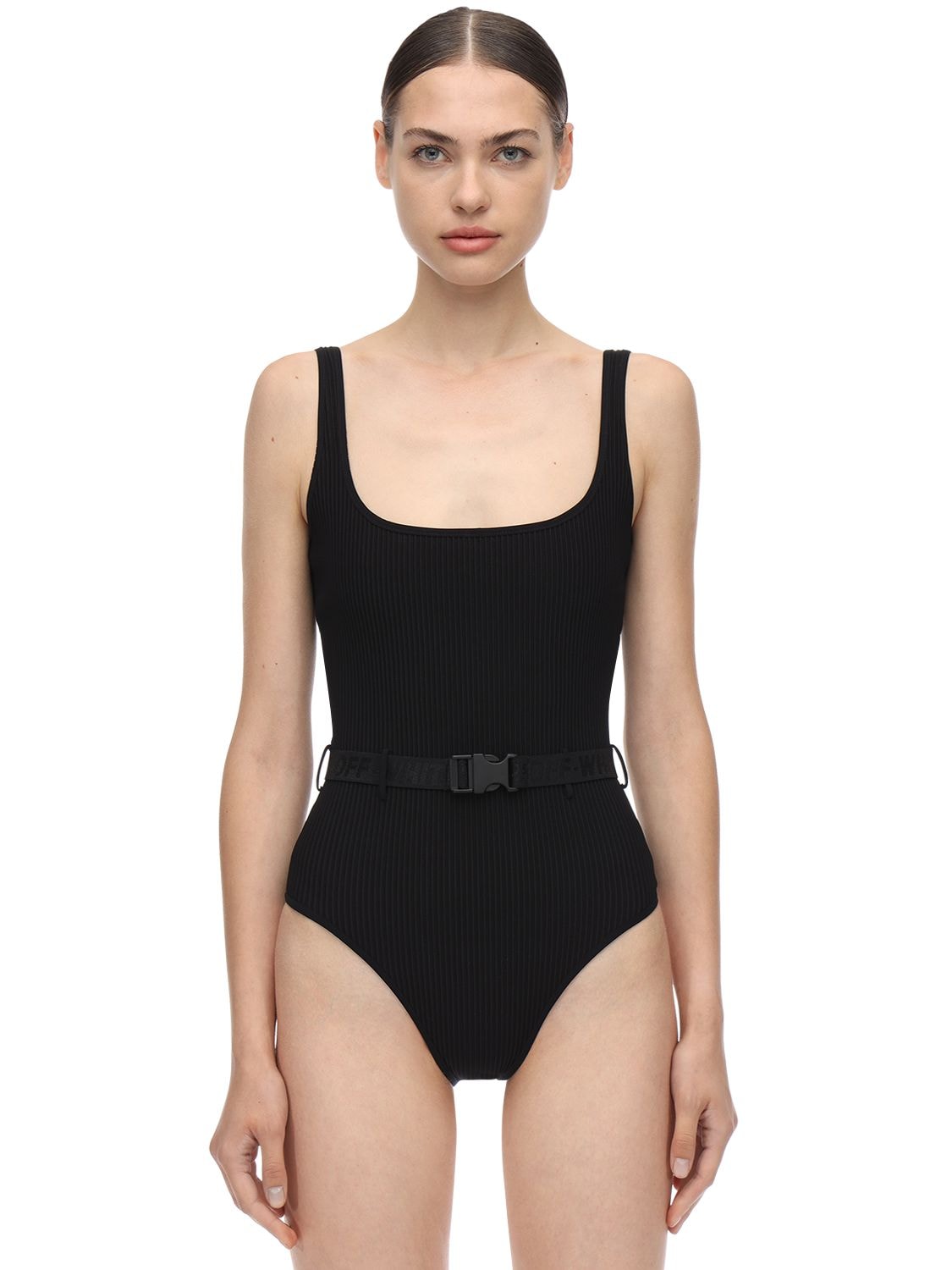 OFF-WHITE BELTED ONE PIECE SWIMSUIT,70I3KW097-MTAWMDA1