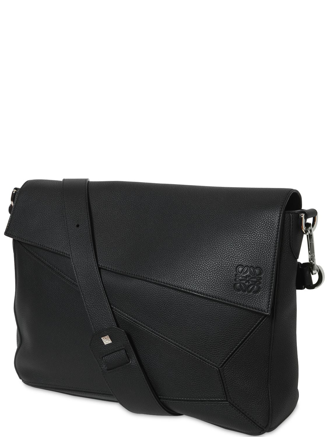Loewe Puzzle Soft Grain Leather Messenger Bag In Black