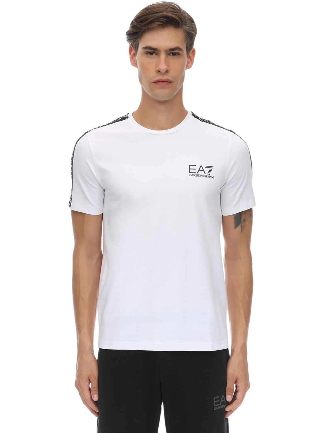 EA7 “TRAIN”LOGO弹力棉质平纹针织T恤,70I4Q2021-MTEWMA2