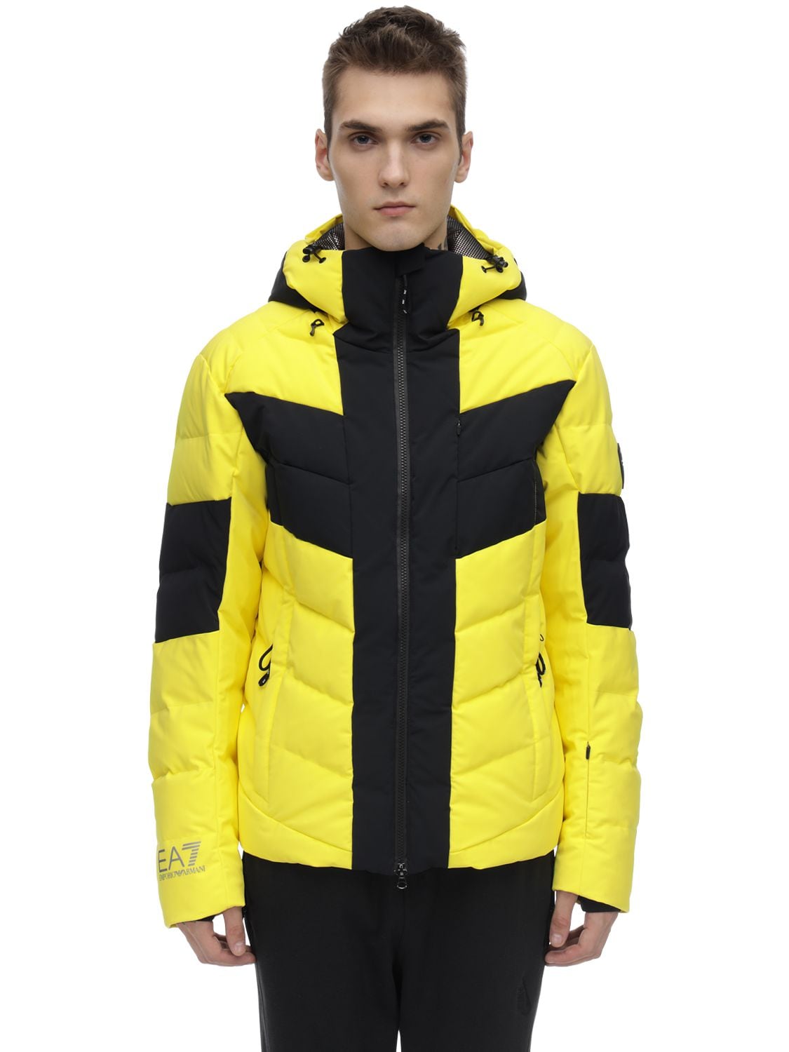 Ea7 Technical Down Ski Jacket In Yellow,black | ModeSens