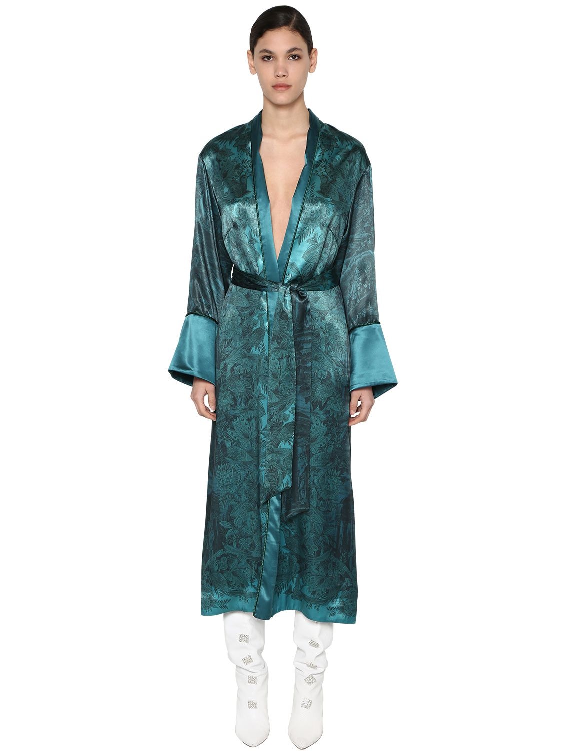F.R.S. FOR RESTLESS SLEEPERS Long Printed Cupro & Viscose Dust Coat