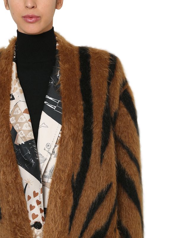 Max Mara Carlo Oversized Animal-print Mohair-blend Cardigan In Brown | ModeSens