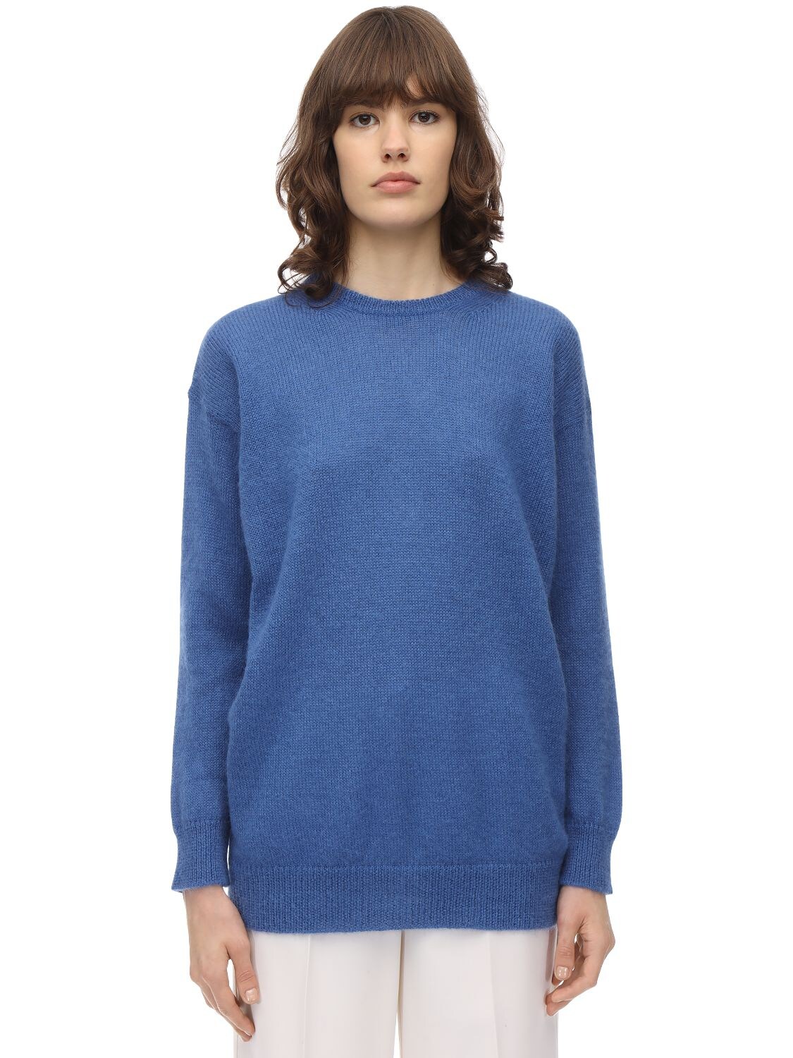 Max Mara Mohair Blend Knit Sweater In Blue