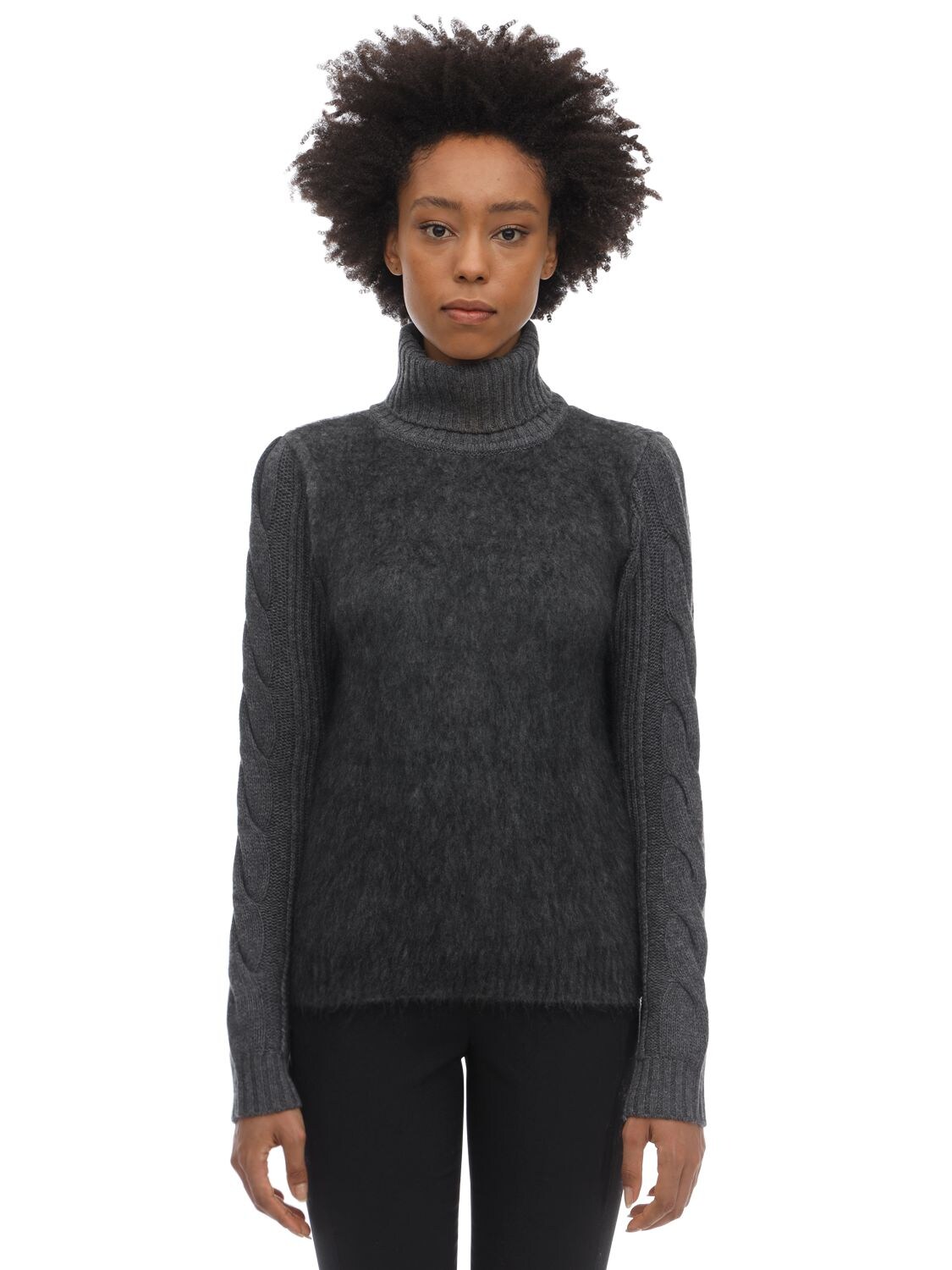 Max Mara Wool & Mohair Sweater In Dark Grey