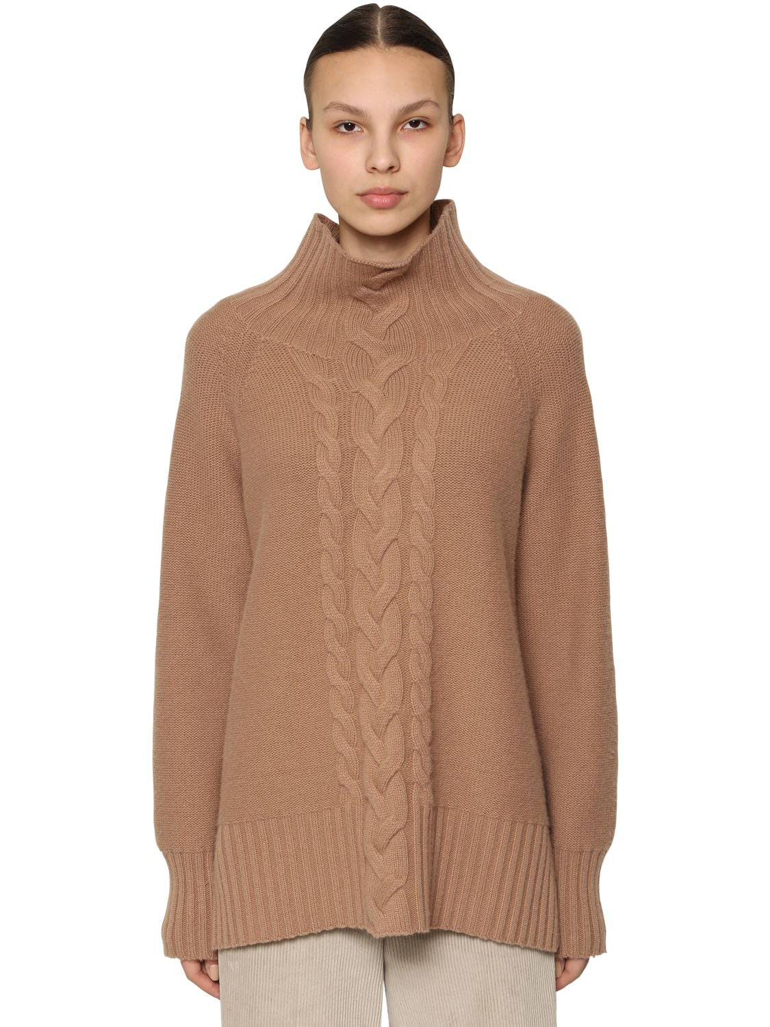 MAX MARA WOOL & CASHMERE CABLE KNIT SWEATER,70I519018-MDE20