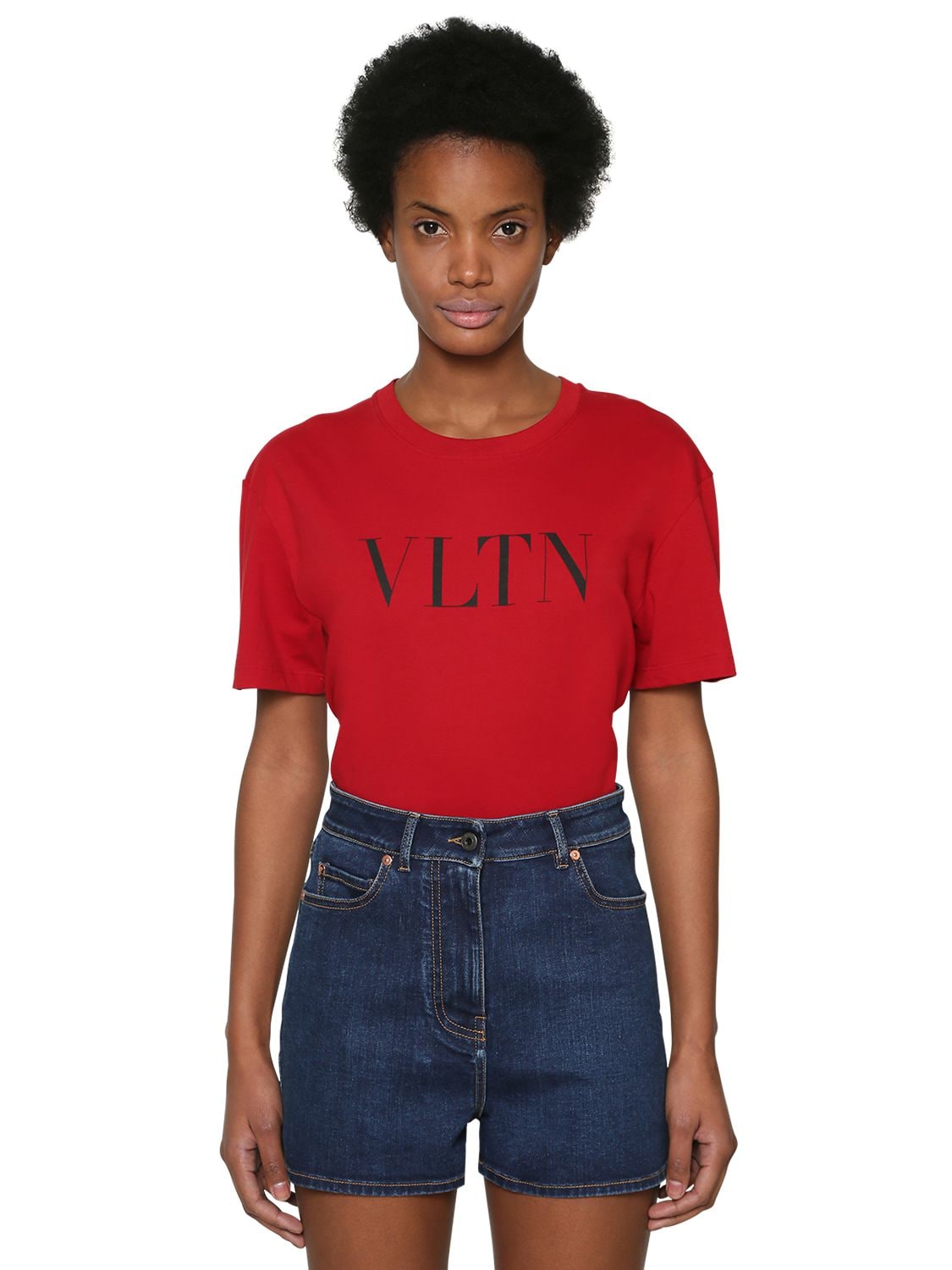 VALENTINO “VLTN”LOGO印图纯棉平纹针织T恤,70I52O004-QUK10