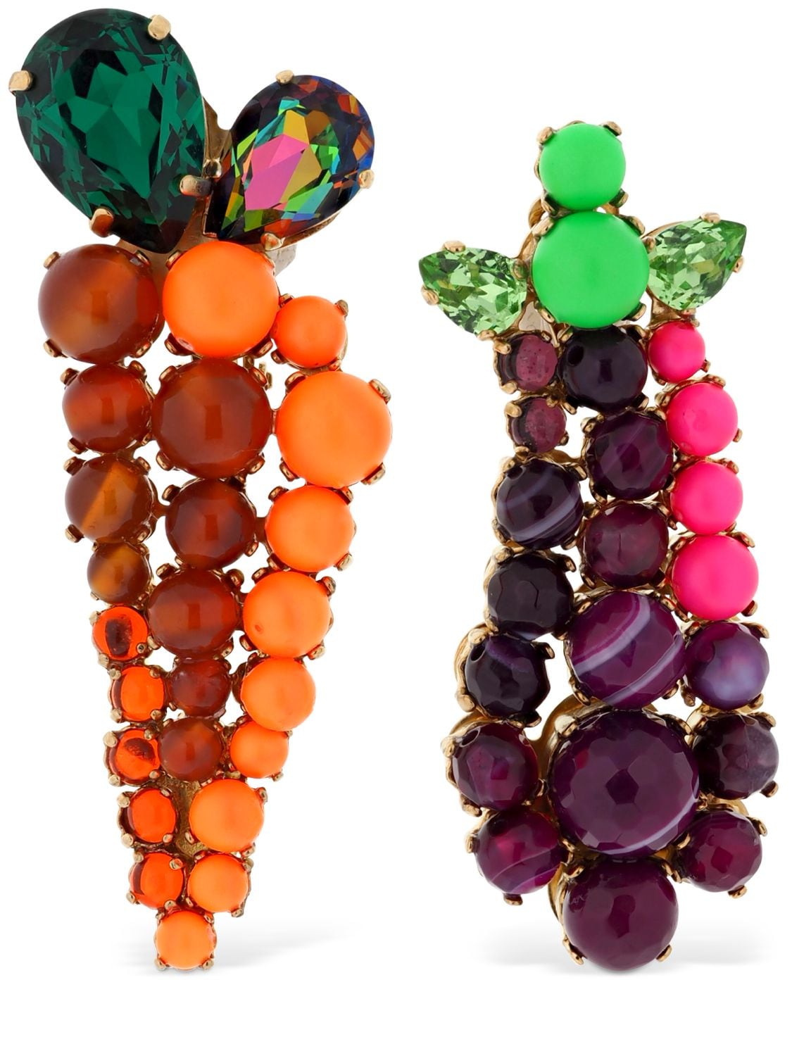 Bijoux De Famille Eggplant & Carrot Mismatched Earrings In Multicolor