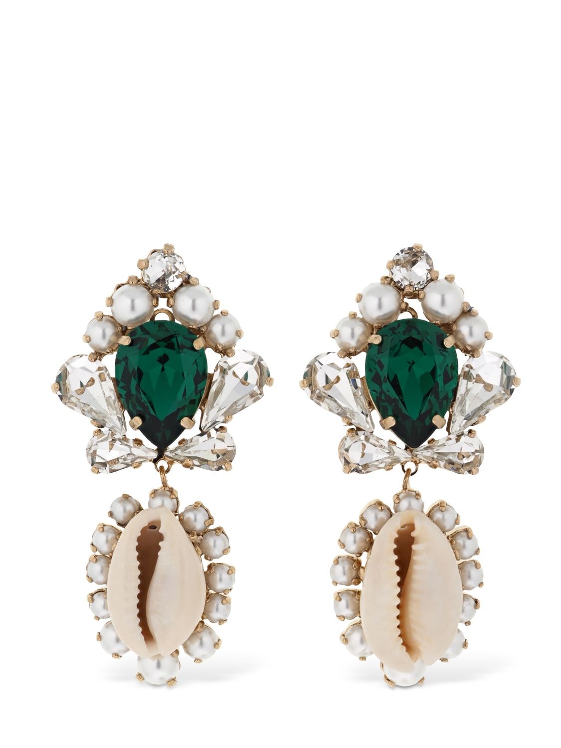 Bijoux De Famille Tulum Shell Earrings In White,green