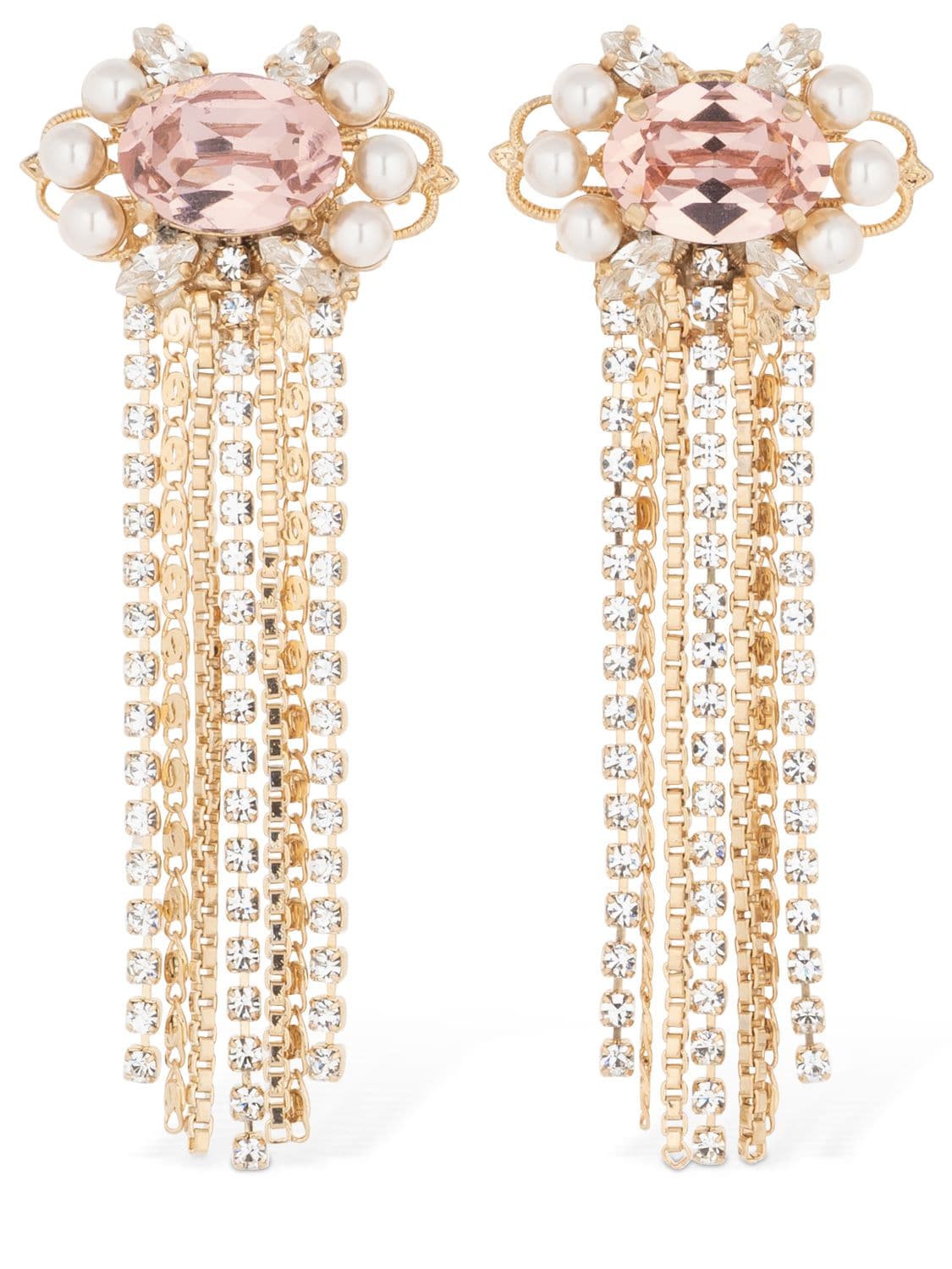 Anton Heunis Omega Clasp Cascade Cluster Earrings In Pink,cream,gold