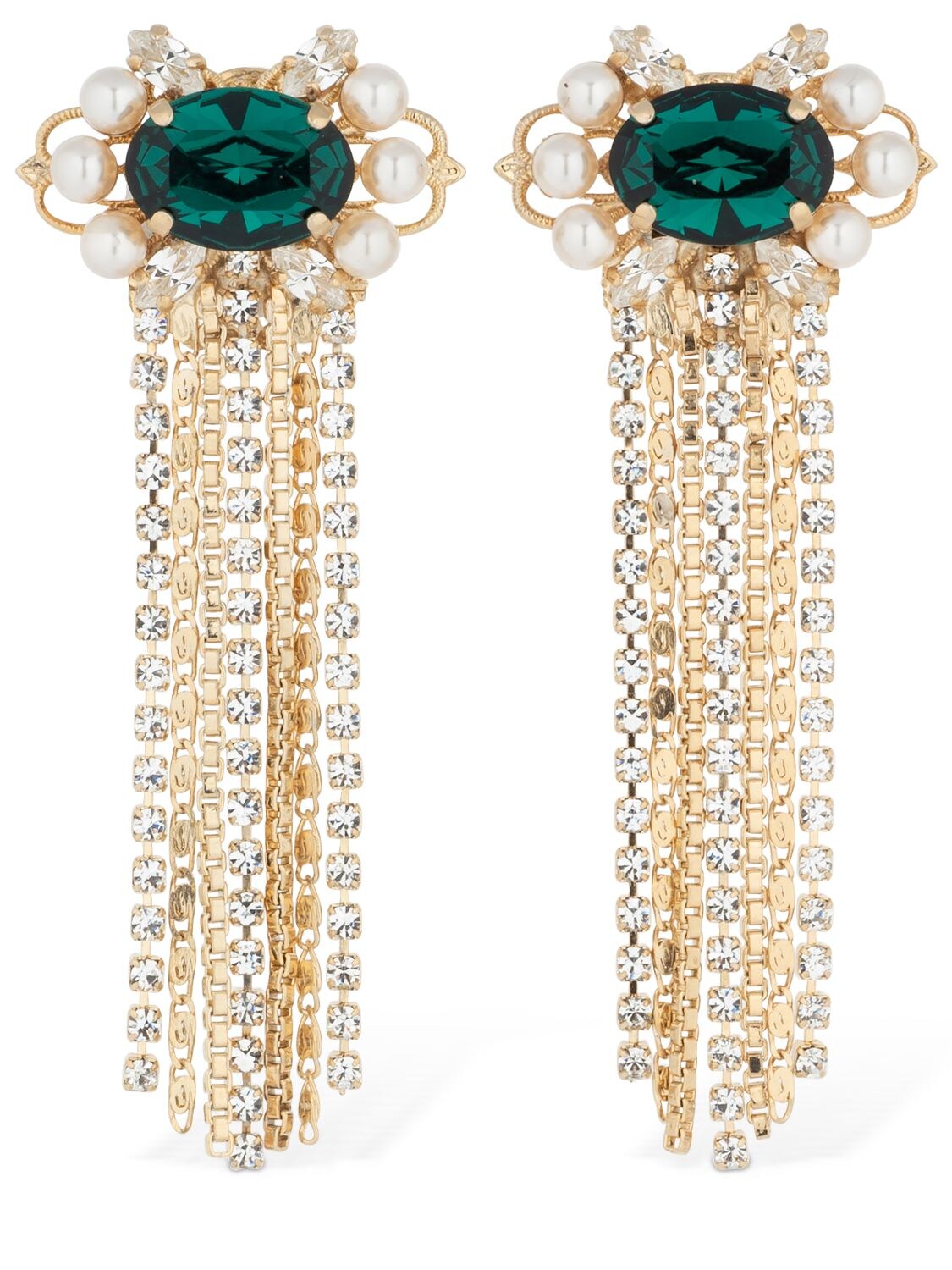 Anton Heunis Omega Clasp Cascade Cluster Earrings In Gold,green