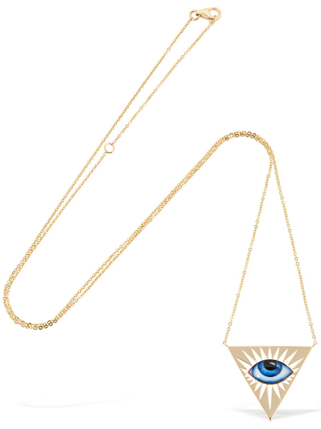 Lito Triangle Enameled Eye 14kt Gold Necklace