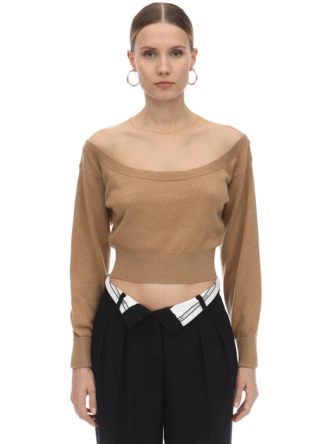 ALEXANDER WANG WIDE ROUND NECK WOOL SWEATER,70I5BR106-MJUX0