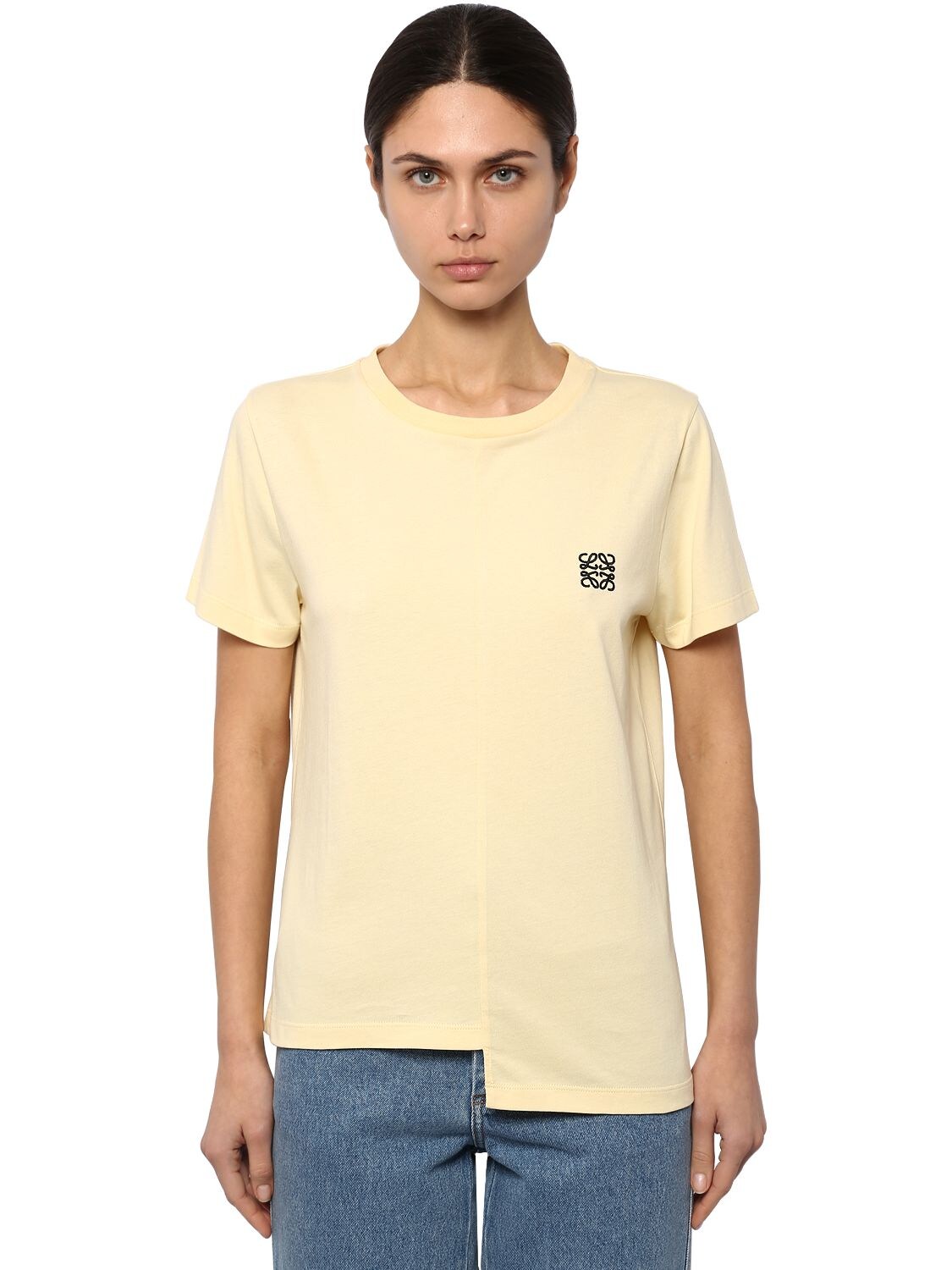 LOEWE 不对称“ANAGRAM”纯棉平纹针织T恤,70I5BV039-ODE0MA2