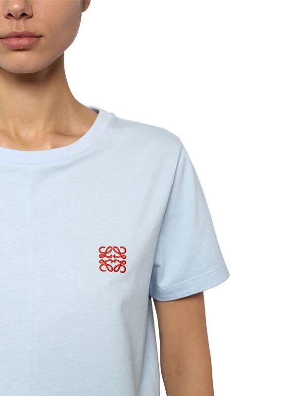 LOEWE 不对称“ANAGRAM”纯棉平纹针织T恤,70I5BV041-NTE0MA2