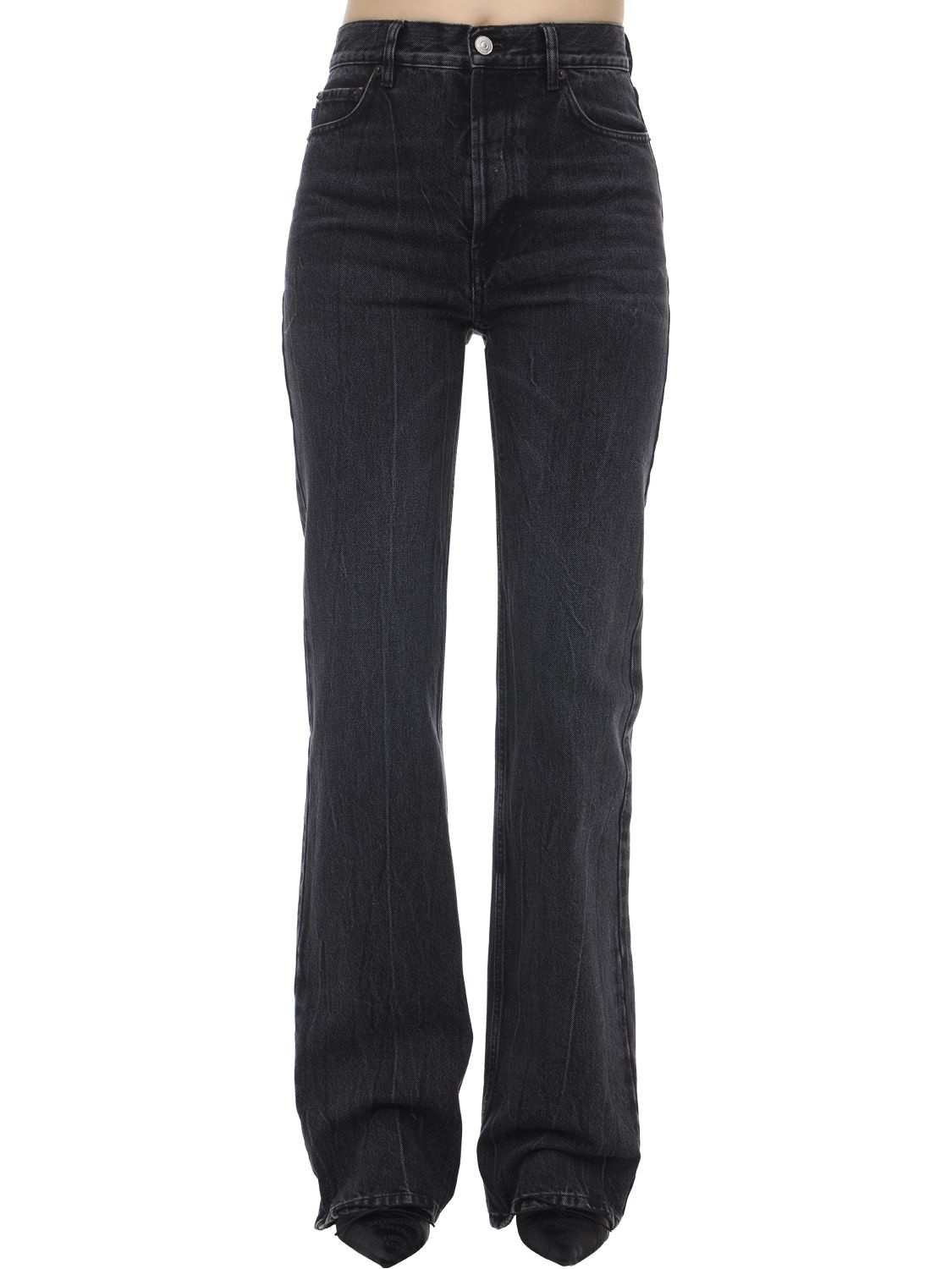 Balenciaga Straight Cotton Denim Jeans In Washed Black