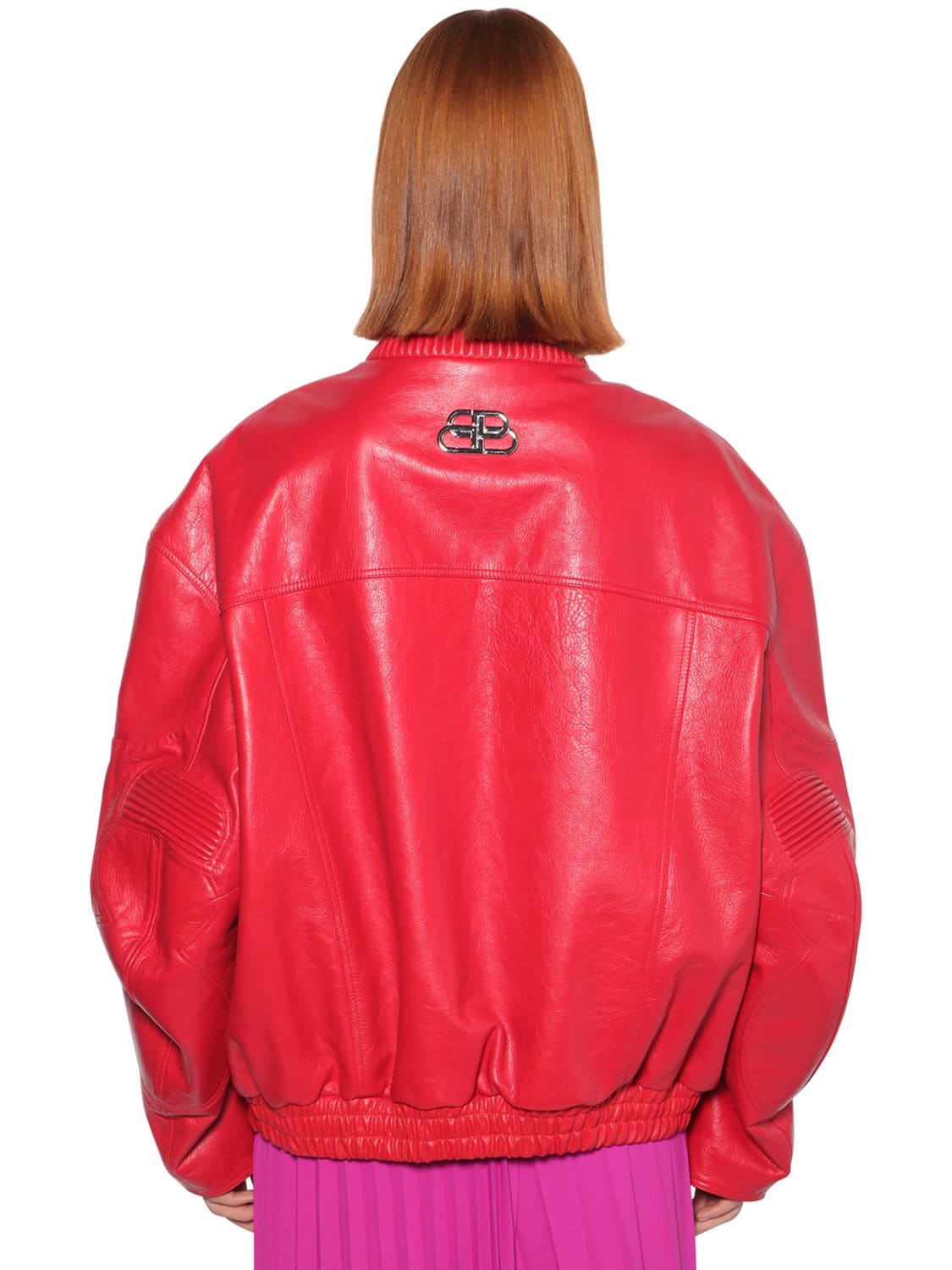frugthave Association tidligere Balenciaga Leather Biker Jacket In Red | ModeSens