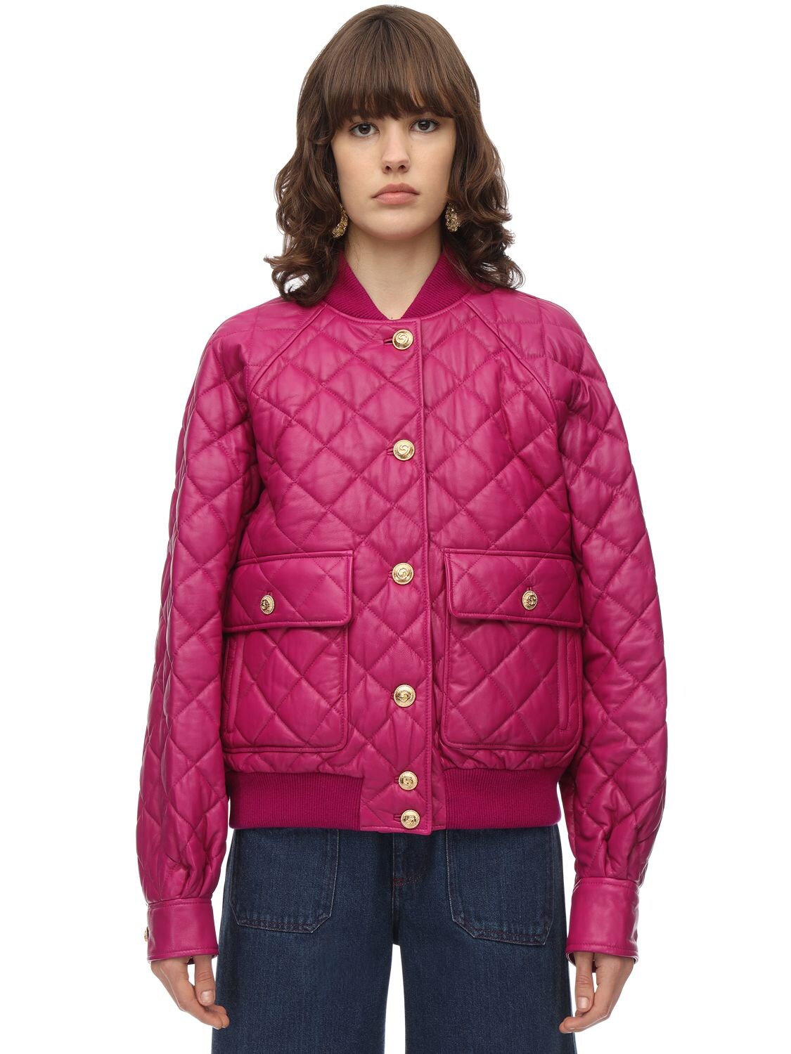 GUCCI QUILTED LEATHER BOMBER JACKET,70I5K1018-NTAXOQ2