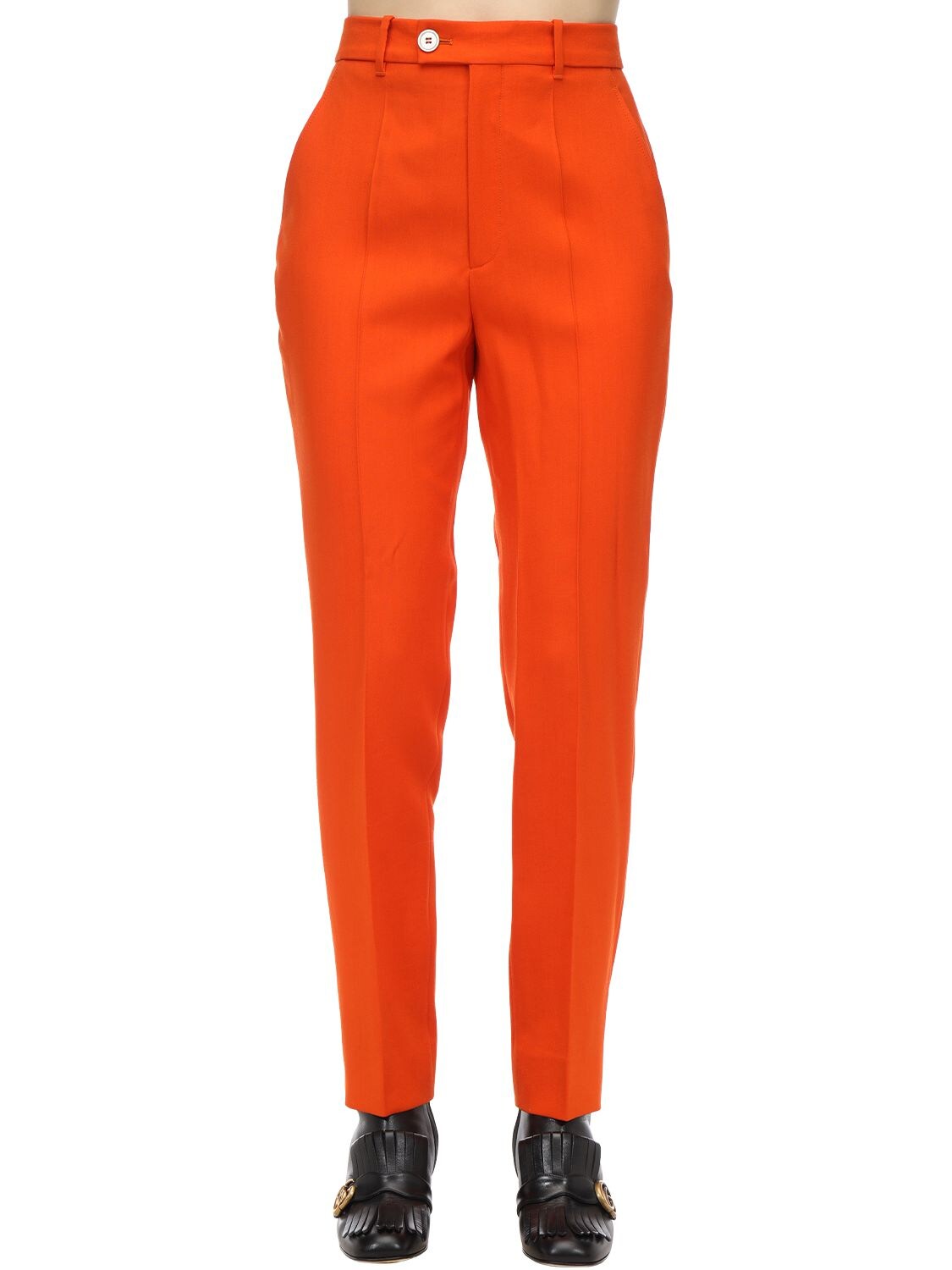 GUCCI HIGH WAIST WOOL BLEND GABARDINE trousers,70I5K1083-NZY1OA2