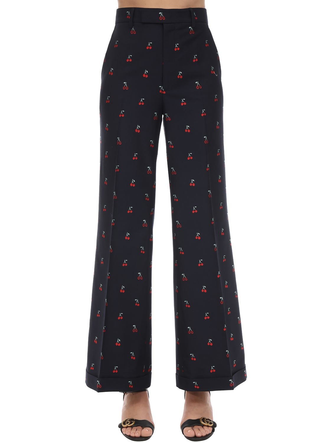 GUCCI EMBROIDERED WOOL & COTTON trousers,70I5K1084-NDK1NG2