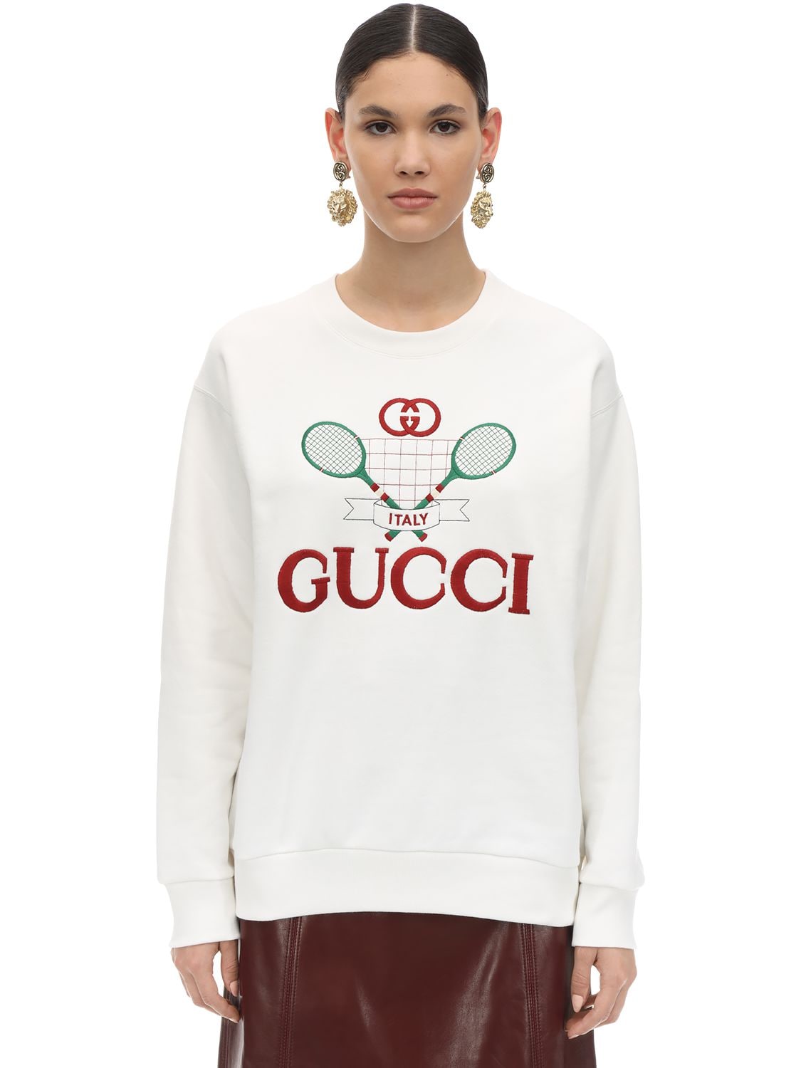 GUCCI 廓形LOGO纯棉平纹针织卫衣,70I5K1092-OTM4MQ2