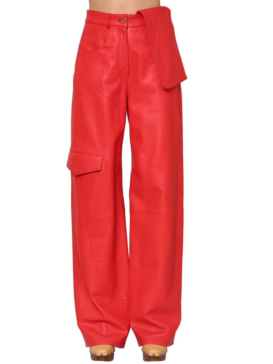 leather trousers red