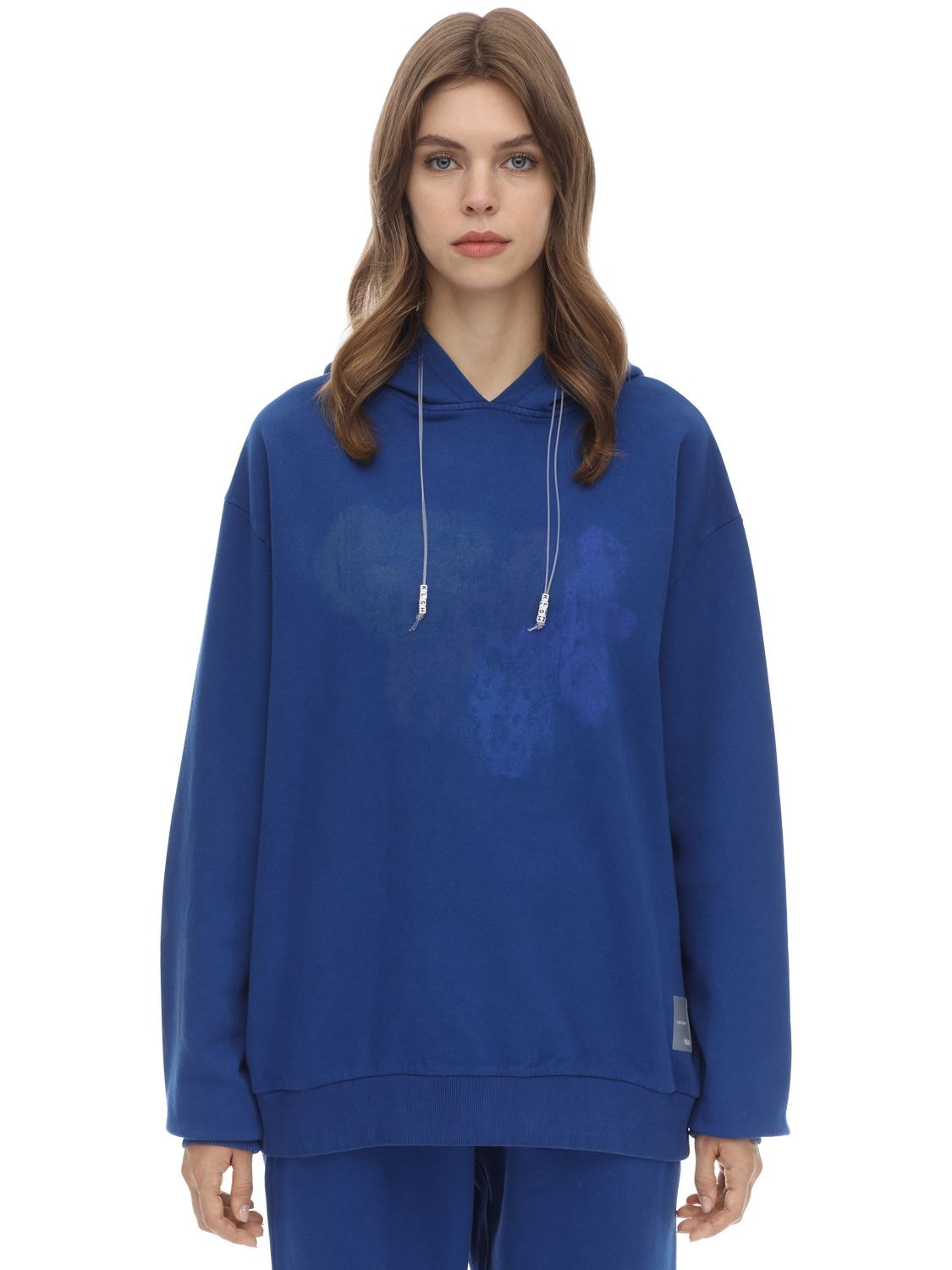 Klsh - Love Stain Hands Printed Cotton Jersey Sweatshirt Hoodie In Blue