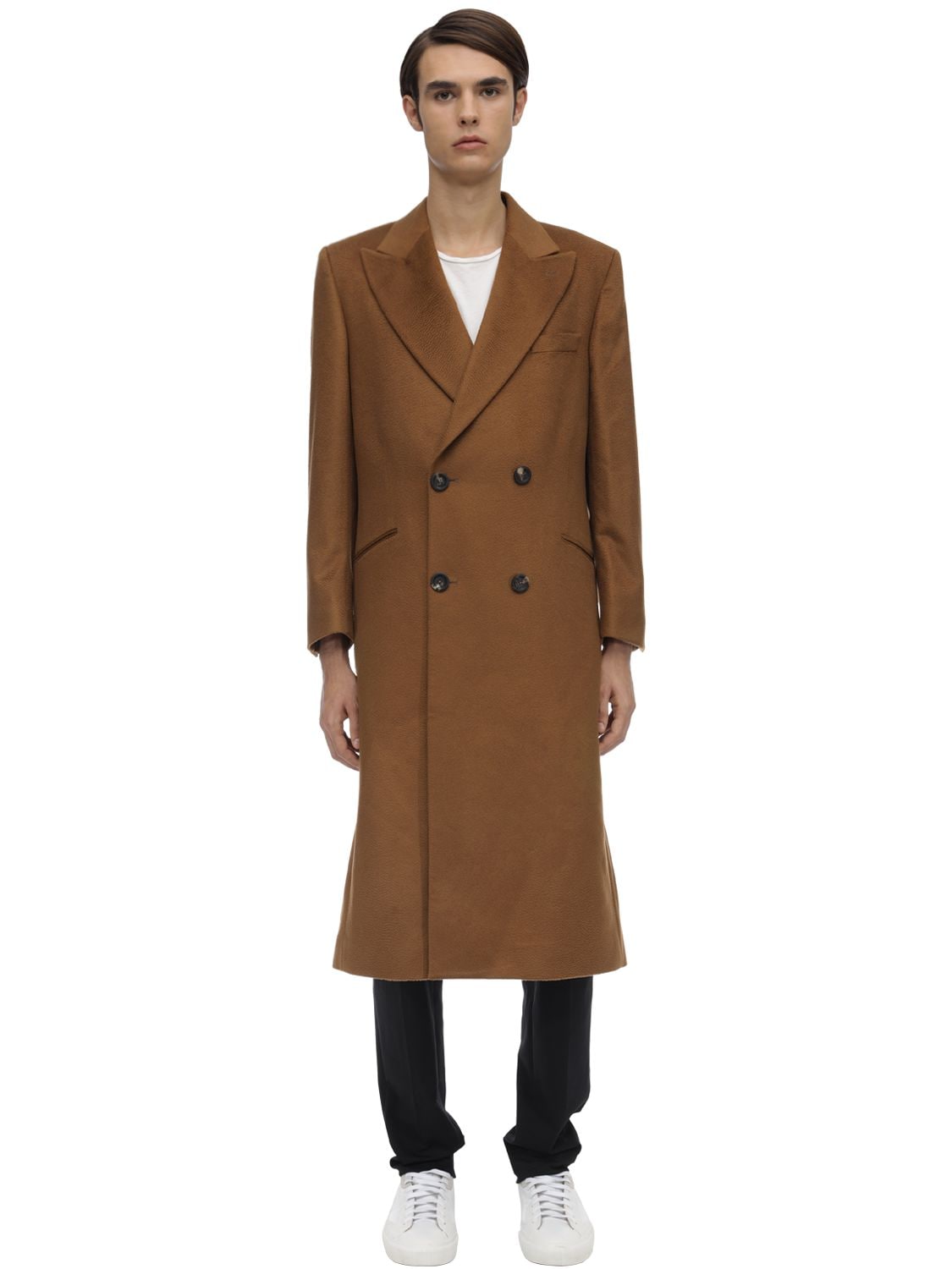 CASABLANCA DOUBLE BREASTED CASHMERE COAT,70I66H025-QLJPV041