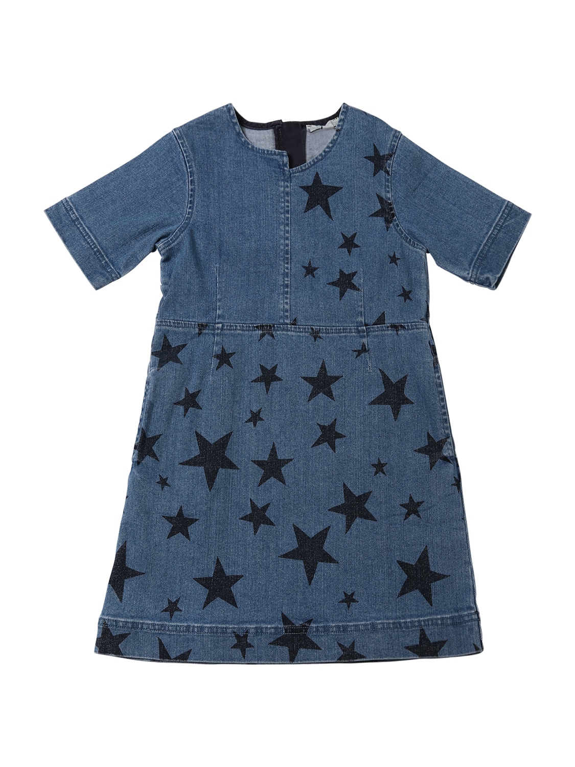 STELLA MCCARTNEY STAR PRINT STRETCH COTTON DENIM DRESS,70I6SH021-NDI2NQ2