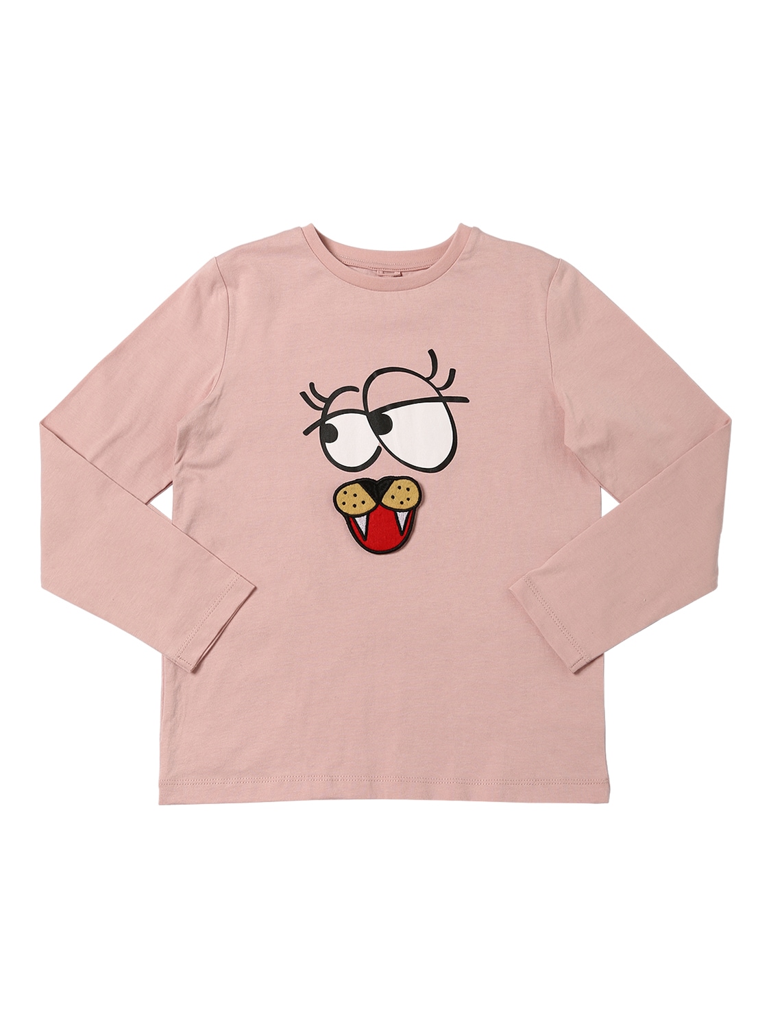 Stella Mccartney Kids' Funny Face L/s Cotton Jersey T-shirt In Pink
