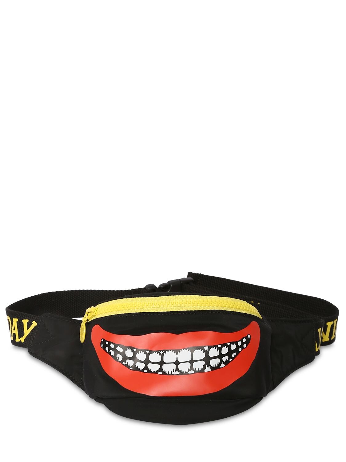 Stella Mccartney Kids' Mouth Print Nylon Belt Bag In Black