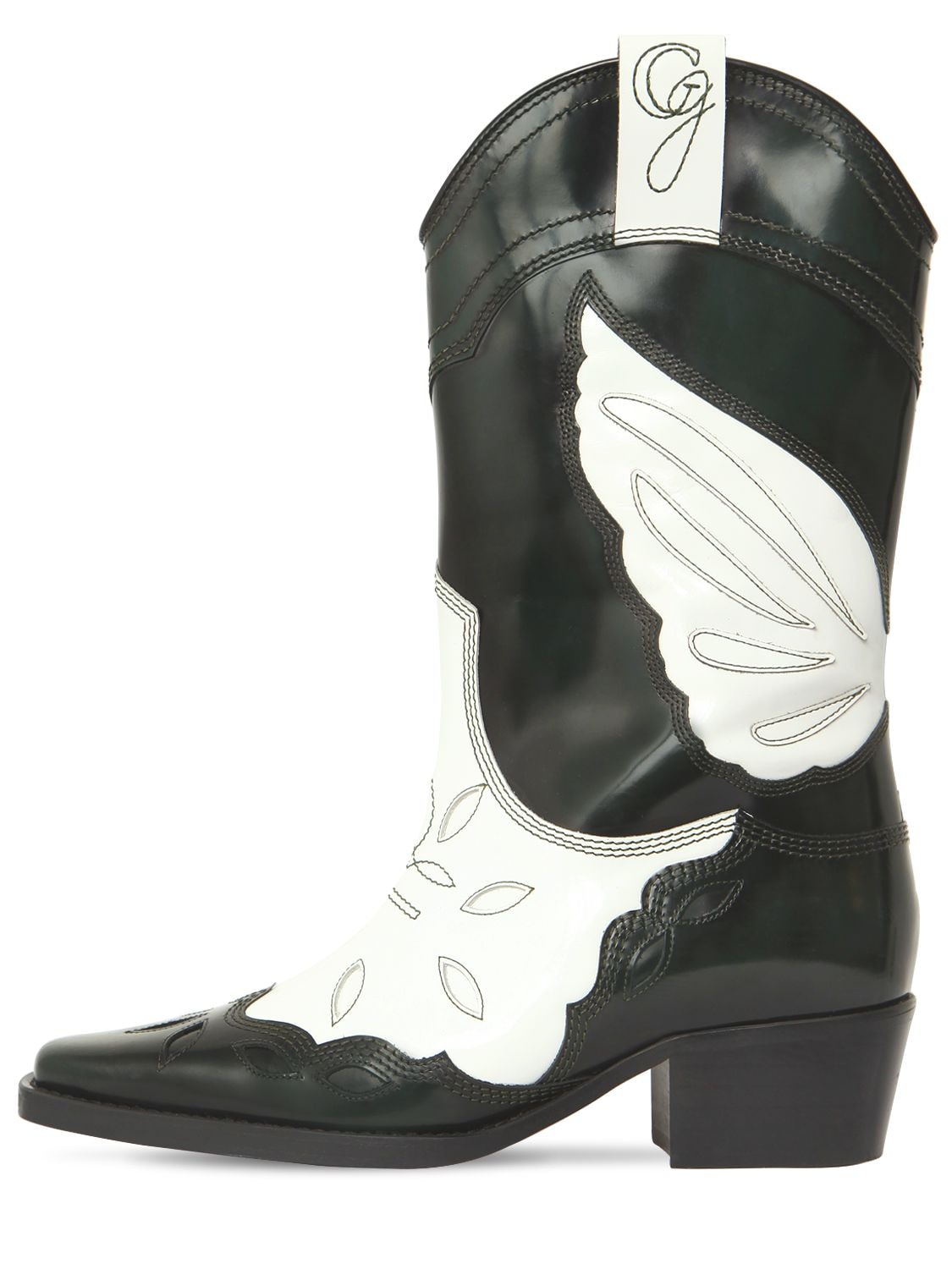 ganni black cowboy boots