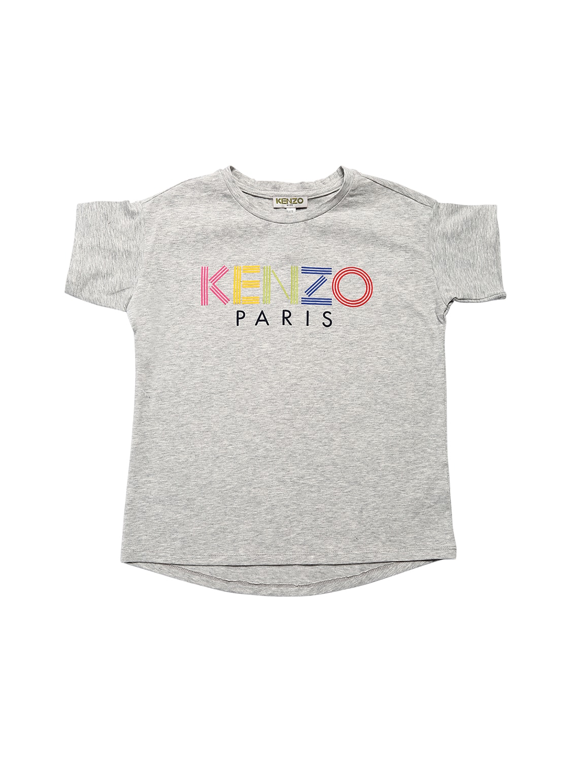 Kenzo Kids' Logo印花棉质平纹针织t恤 In Grey