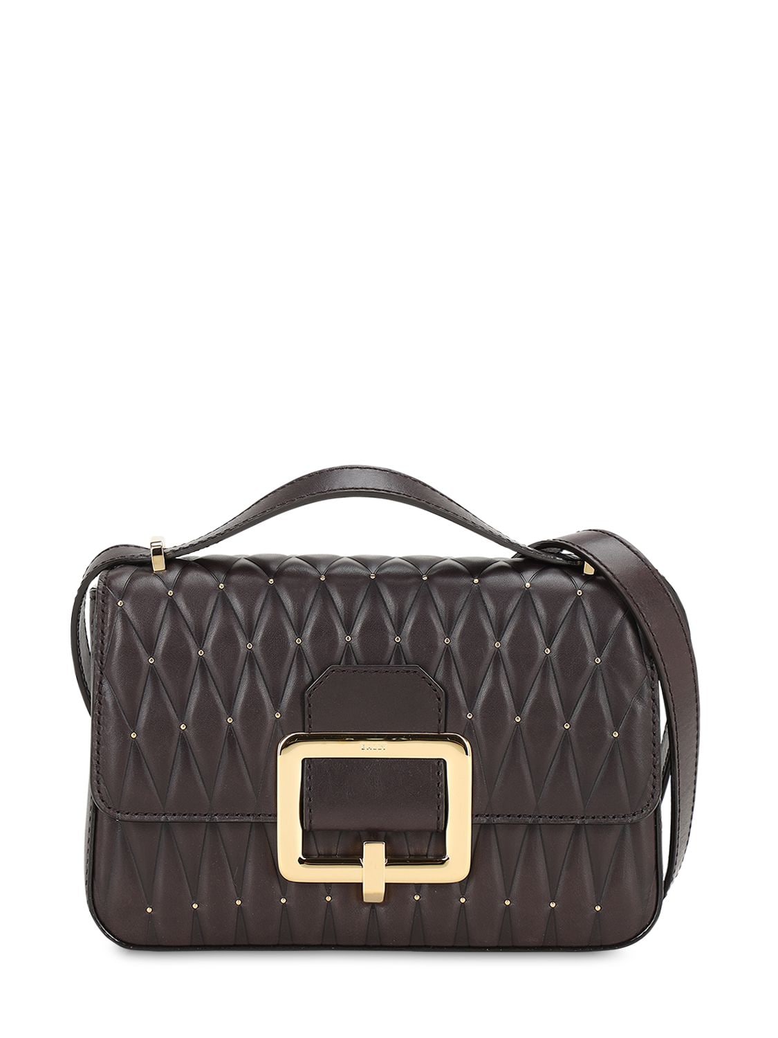 Bally Janelle Quilted Leather Bag W/studs In Prugna