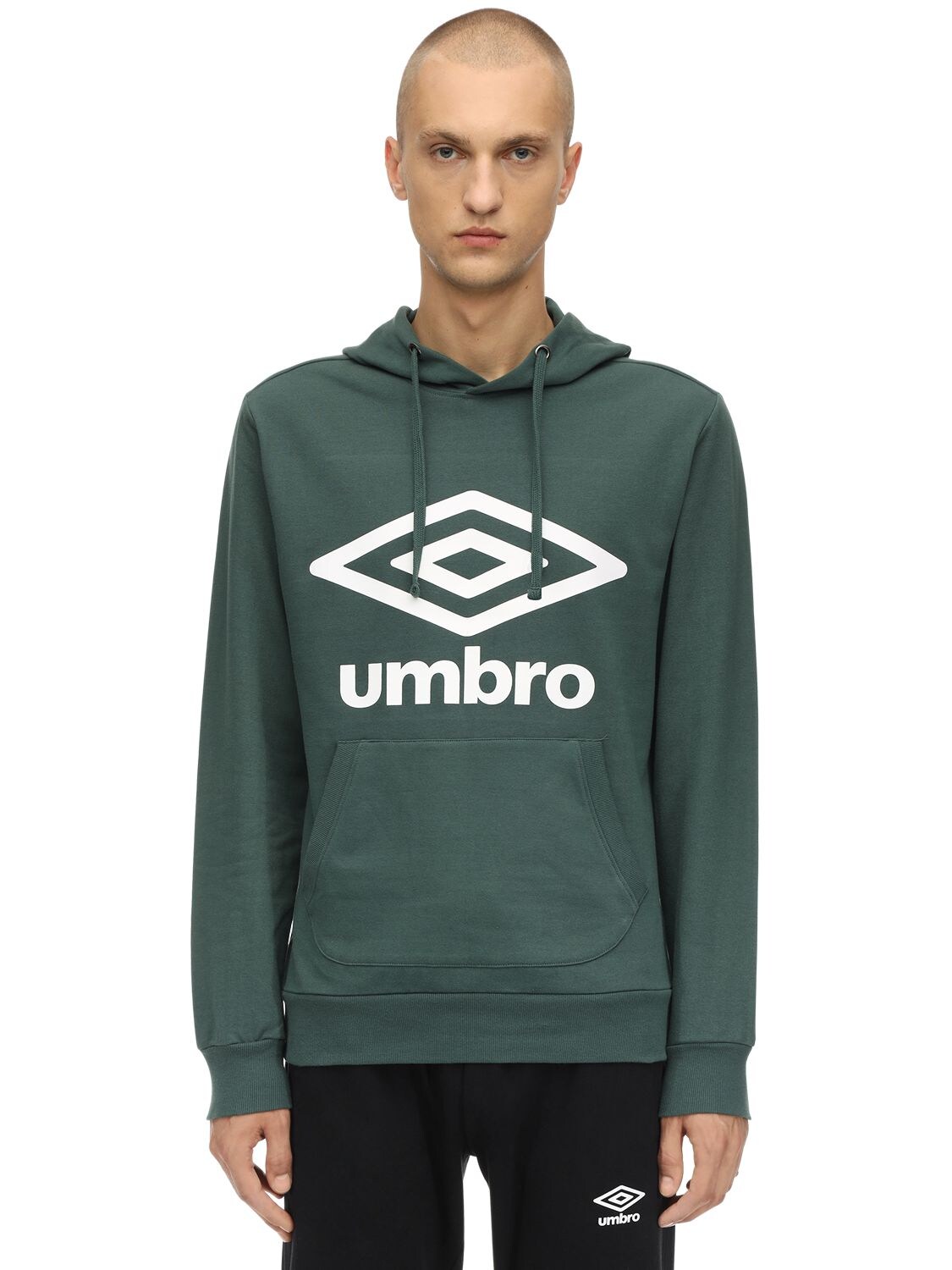 Umbro Logo Cotton Blend Sweatshirt Hoodie In Green