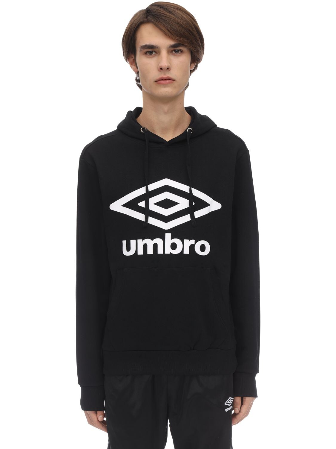Umbro Logo Cotton Blend Sweatshirt Hoodie In Black