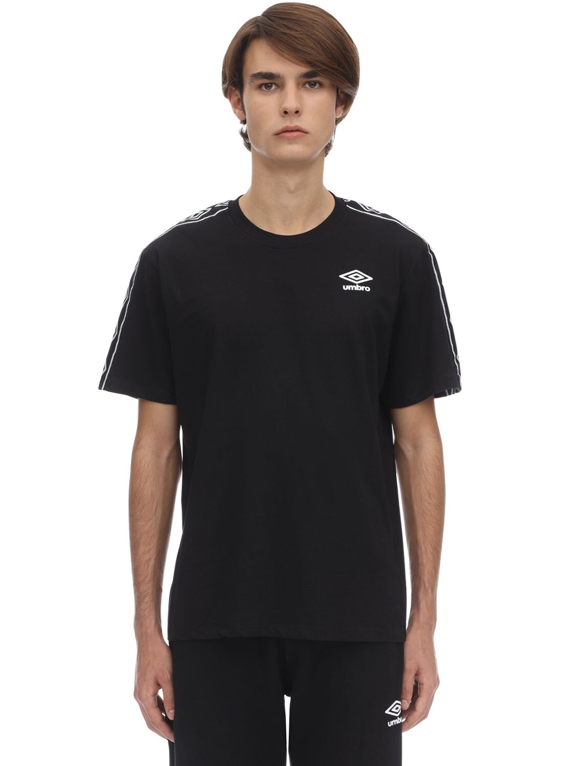 Umbro Logo Cotton Jersey T-shirt In Black,white | ModeSens