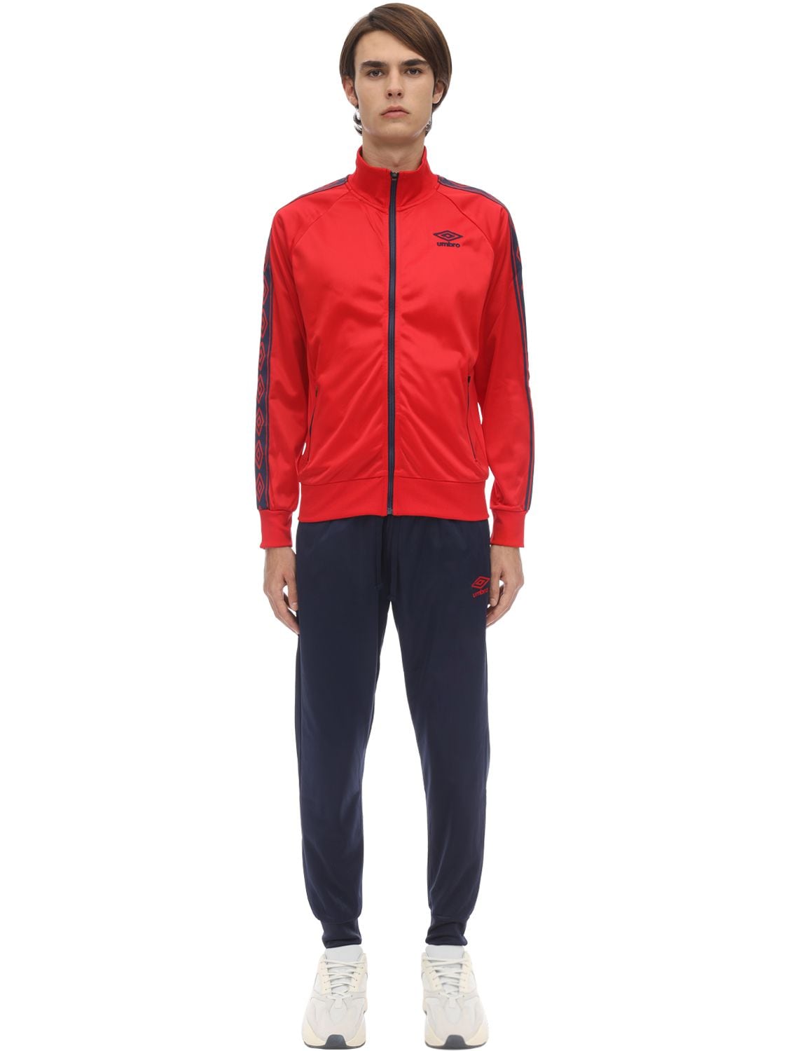 Umbro Zip-up Nylon Track Suit In Red,navy