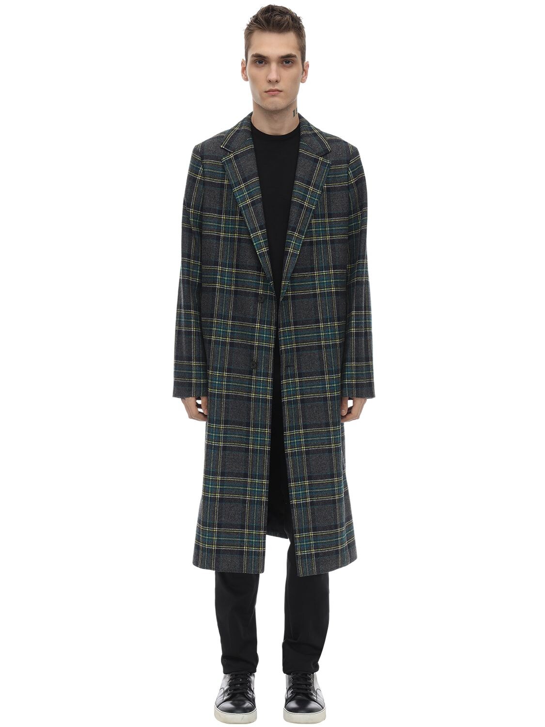 MCQ BY ALEXANDER MCQUEEN CHECK WOOL COAT,70I7EY001-MTA1NW2