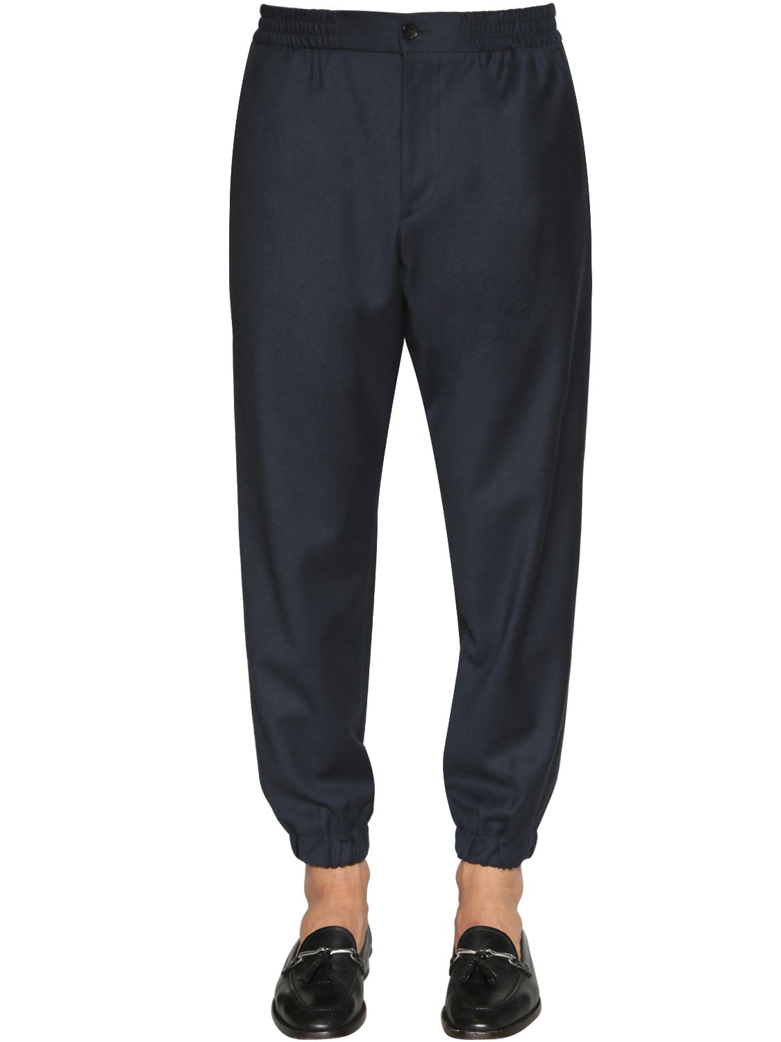 Etro Loose Fit Wool Trousers In Navy
