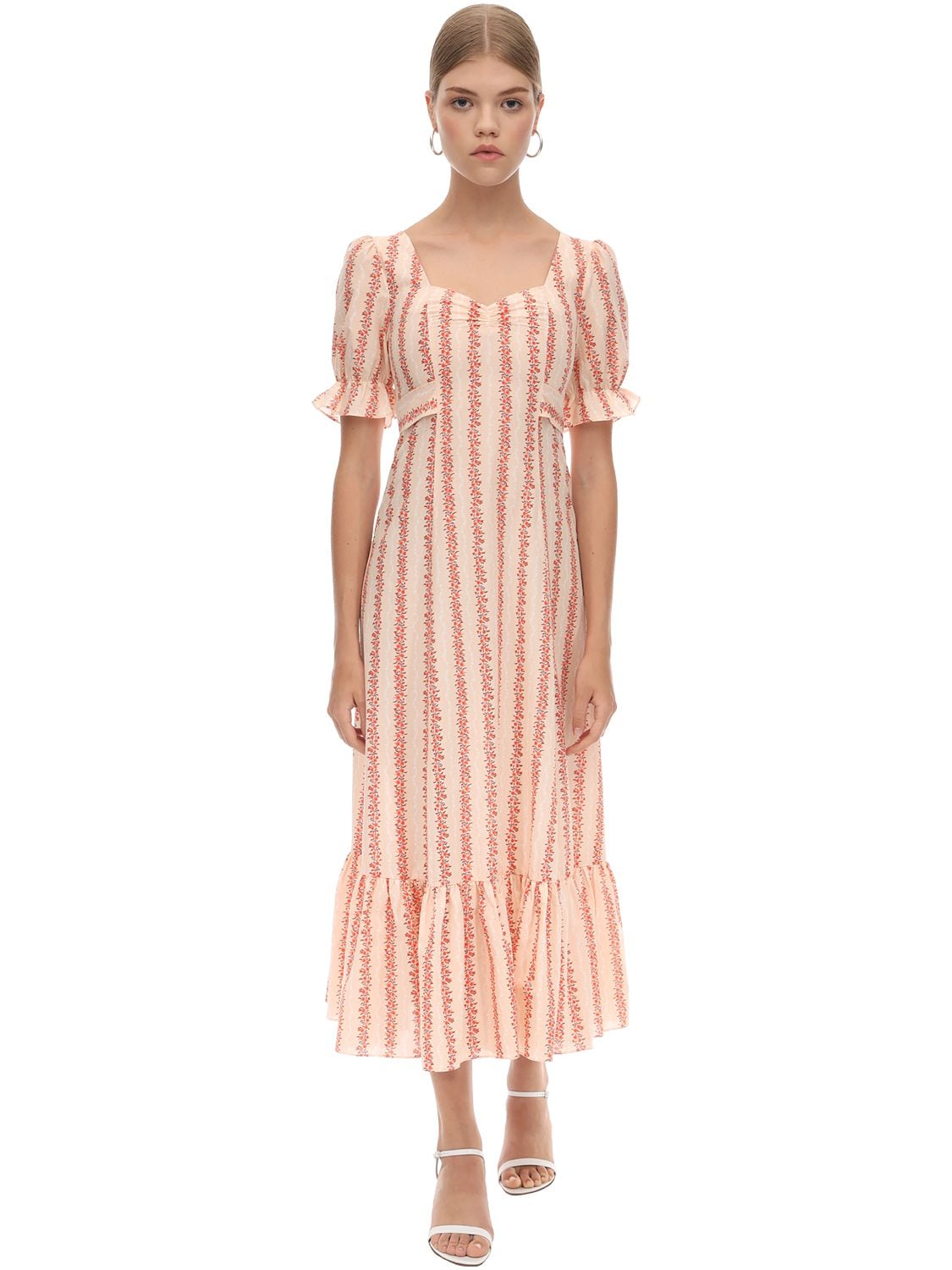 Rixo - Ruffled cotton dress - Orange | Luisaviaroma