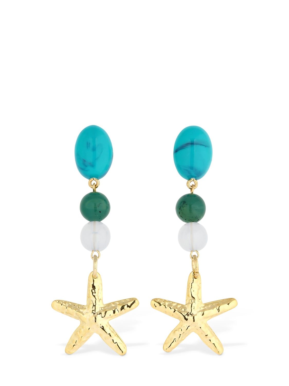 Multi Gem Starfish Earrings