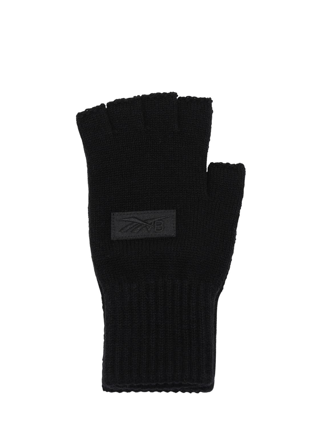 black wool fingerless gloves