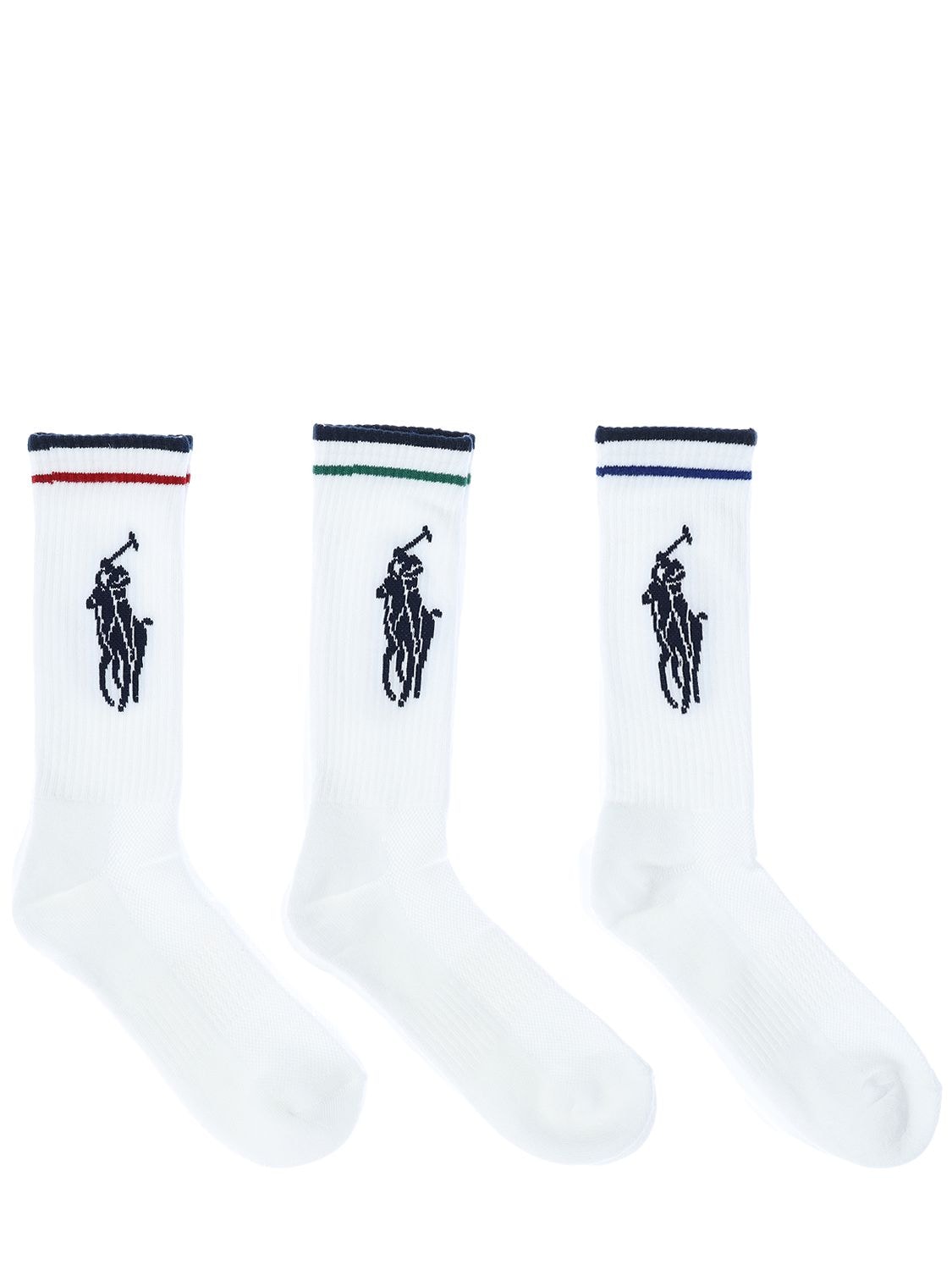 Polo Ralph Lauren Pack Of 3 Pony Embroidered Socks In White